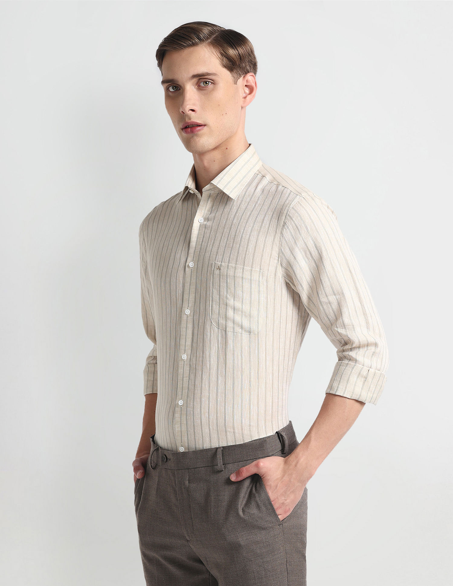 Arrow Manhattan Slim Fit Linen Shirt