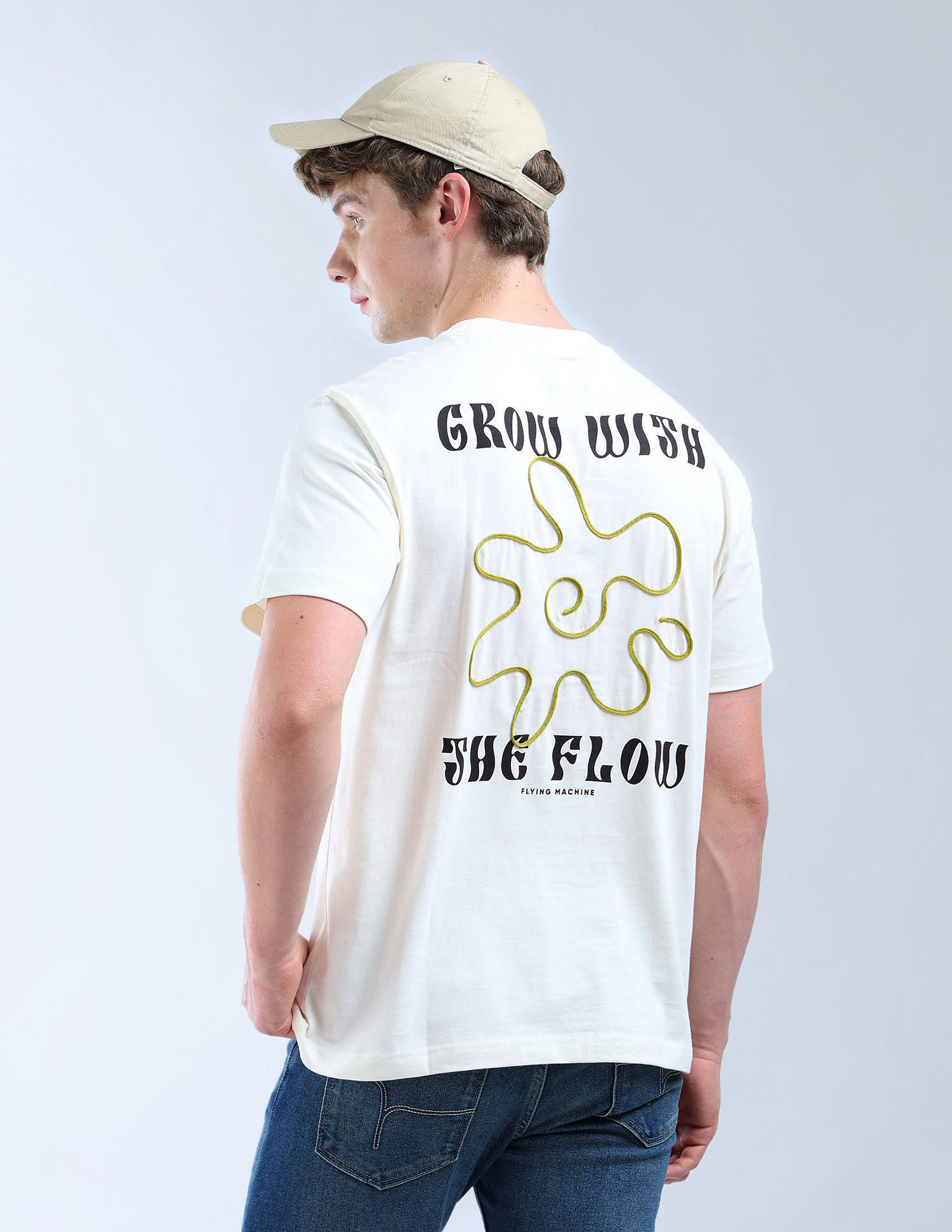 Flying Machine Aplliqued Pattern Color Of Home T-Shirt