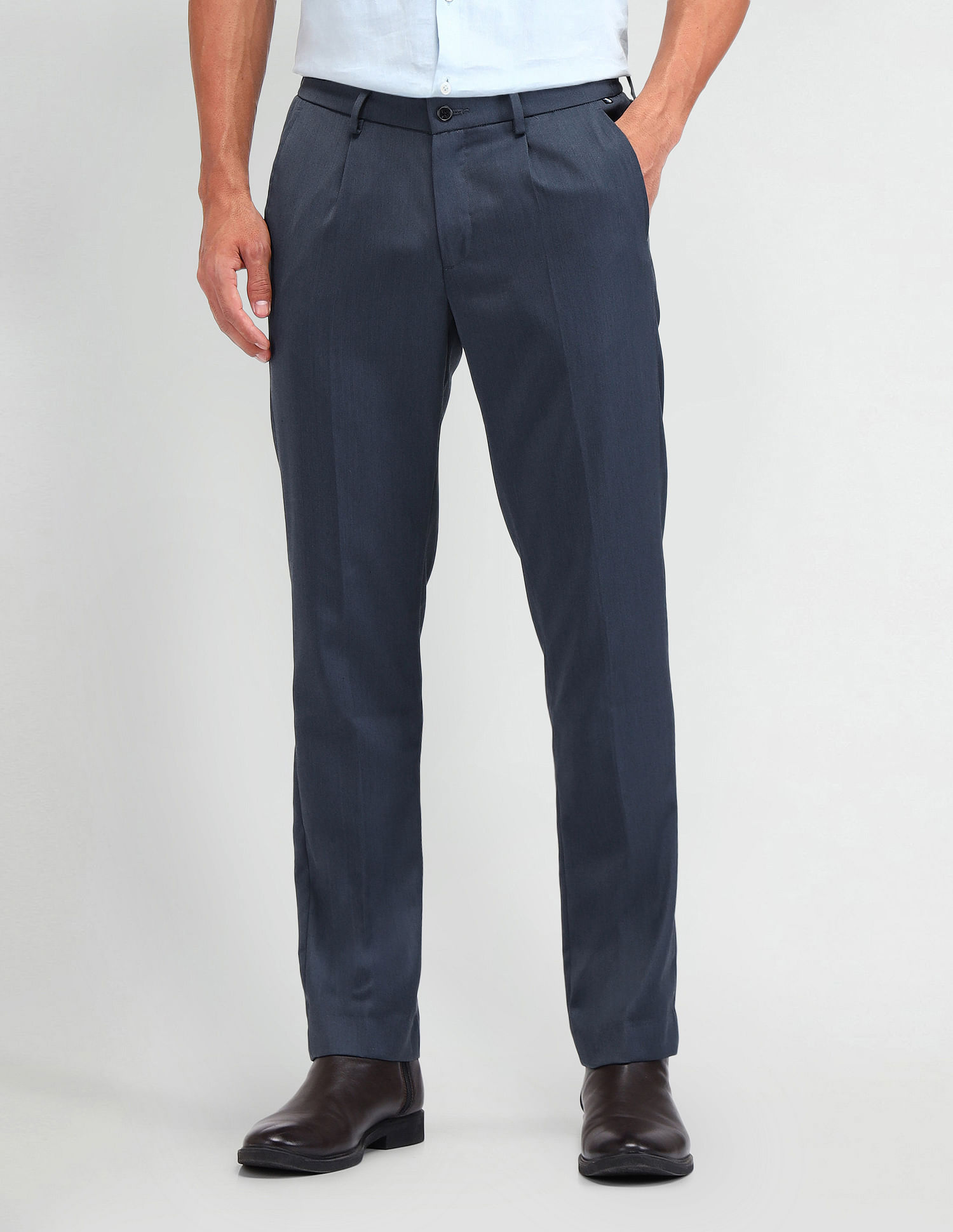 Arrow Newyork Slim Fit Solid Trousers