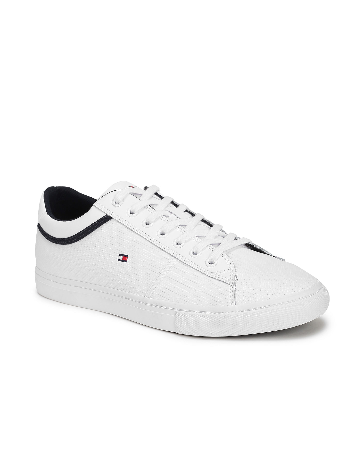 Buy Tommy Hilfiger Men White Iconic Leather Vulc Punched Sneakers -  