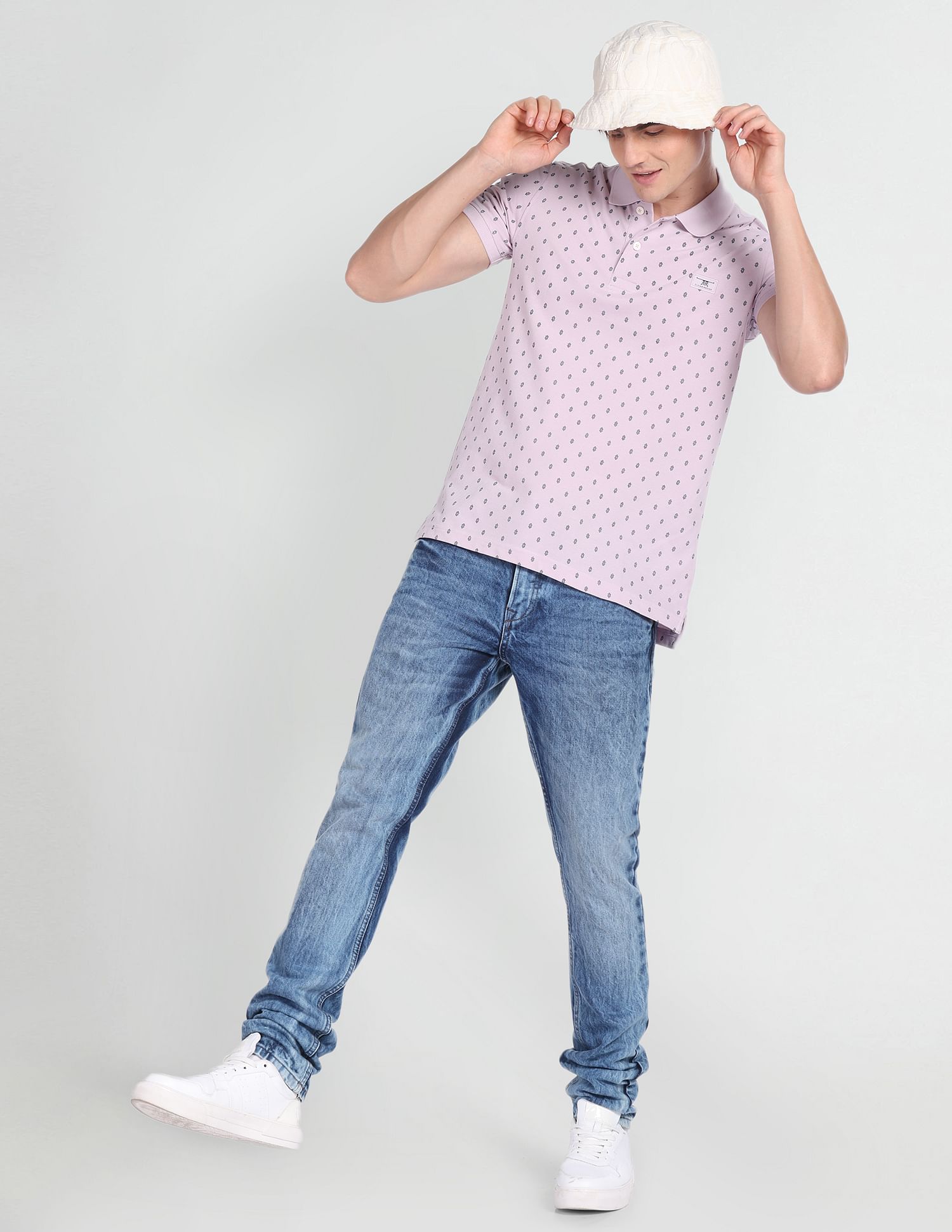 Flying Machine Short Sleeve Geometric Print Polo Shirt