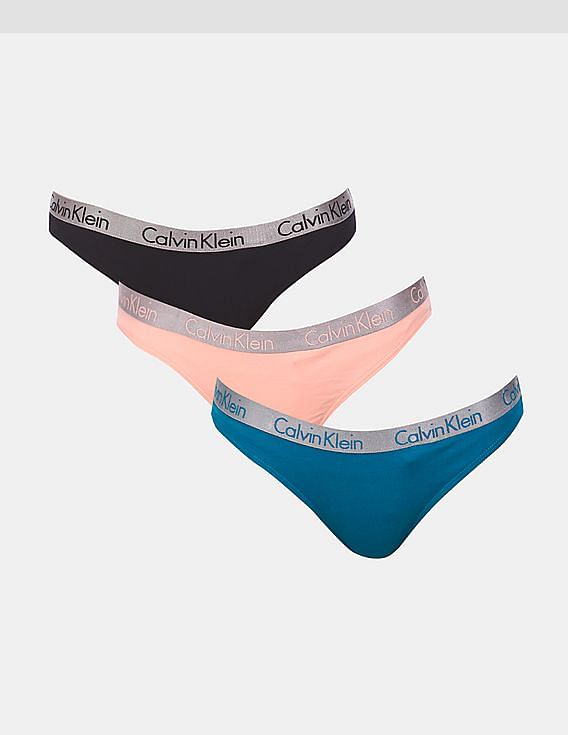 Buy Calvin Klein Underwear Women Assorted Cotton Solid Bikini Panties - Pack  Of 3 