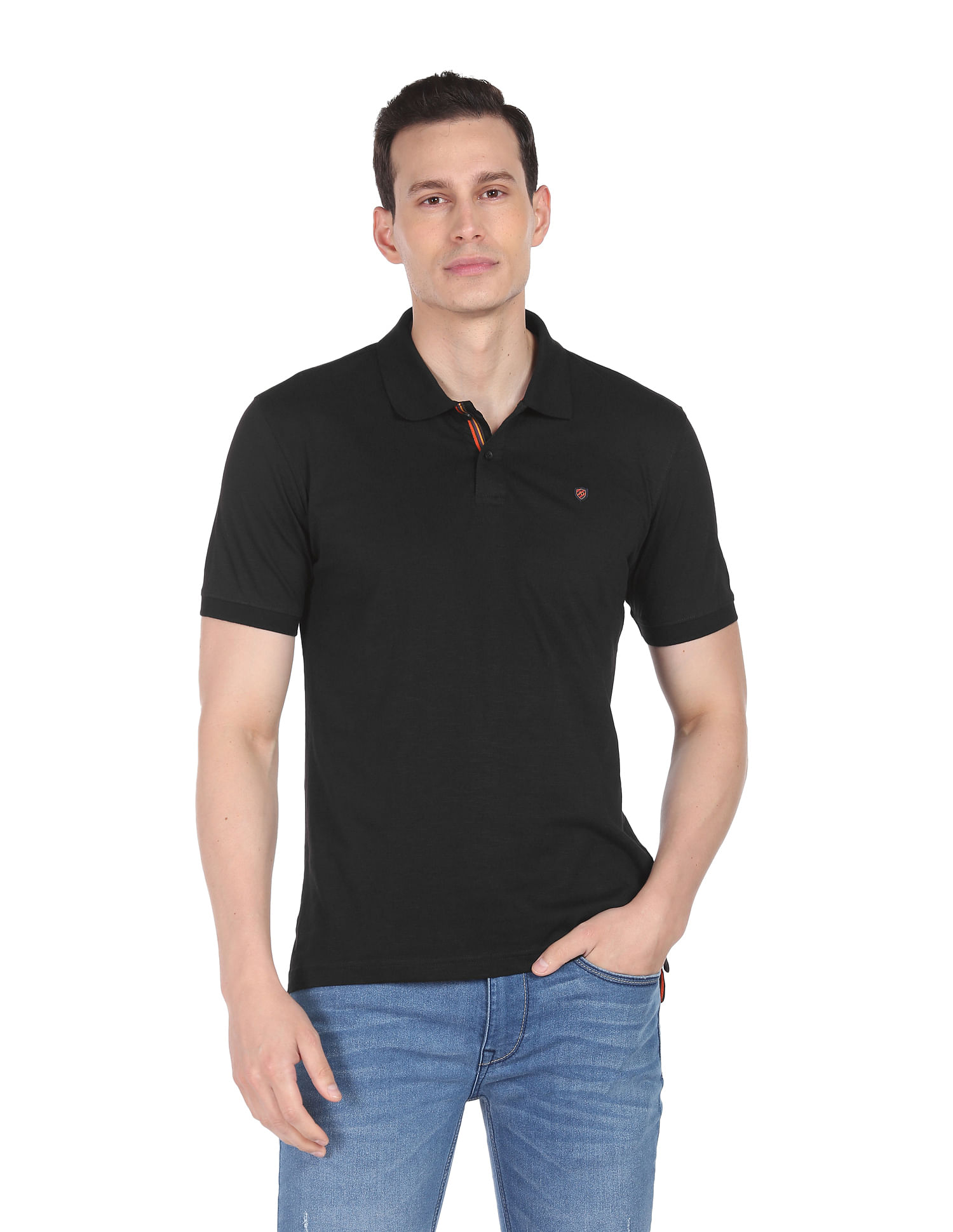 AD by Arvind Modern Jersey Slub Polo Shirt