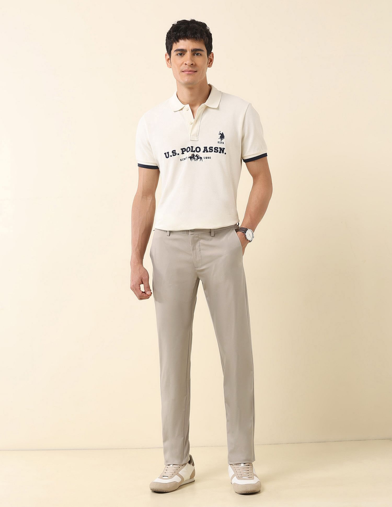U.S. Polo Assn. Solid Denver Slim Fit Trousers