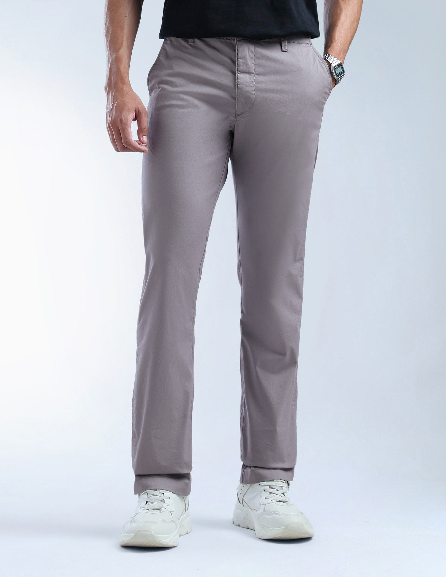 Flying Machine F-Jango Straight Fit Solid Twill Trousers