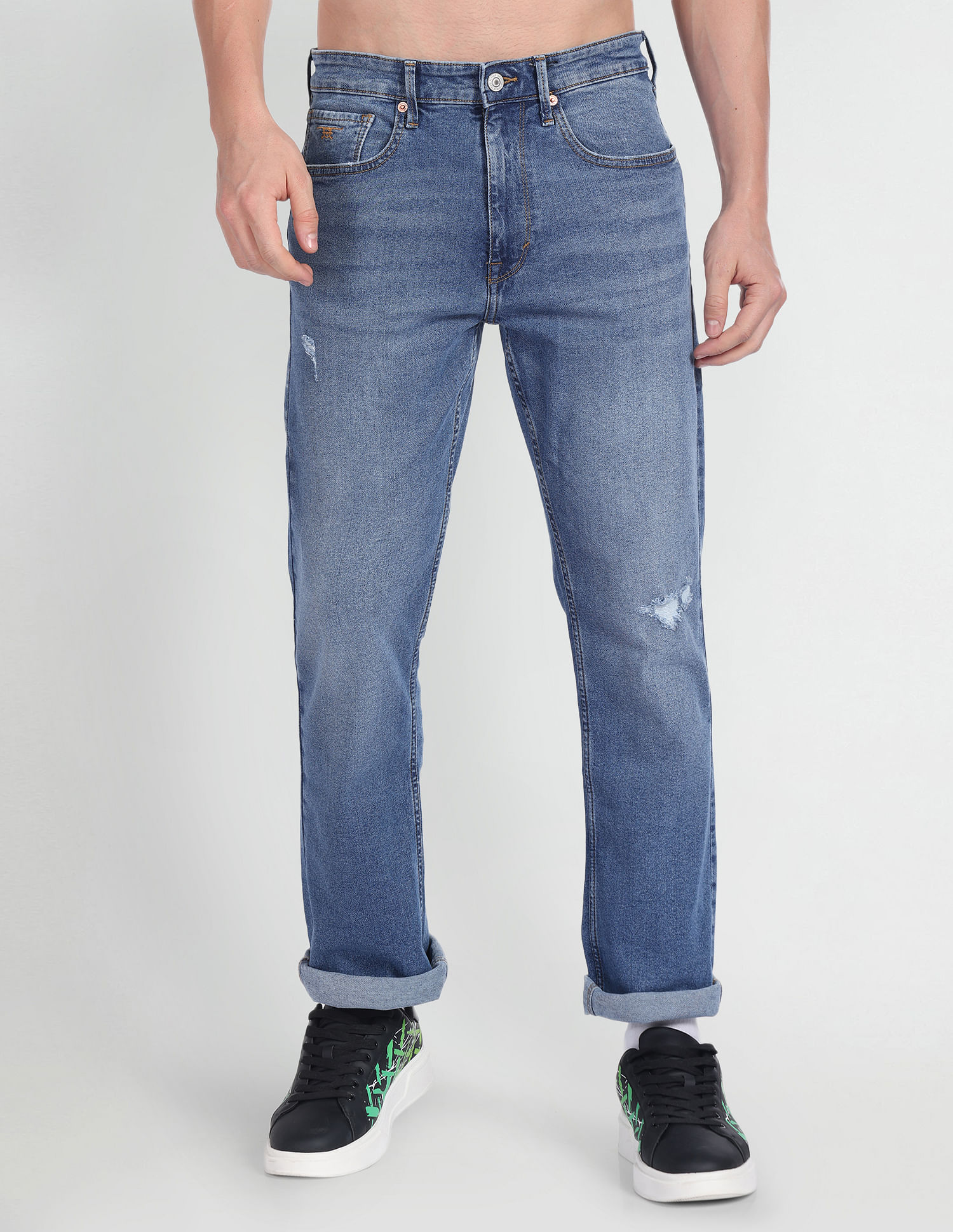 Flying Machine Bruce Bootcut Fit Stone Wash Jeans