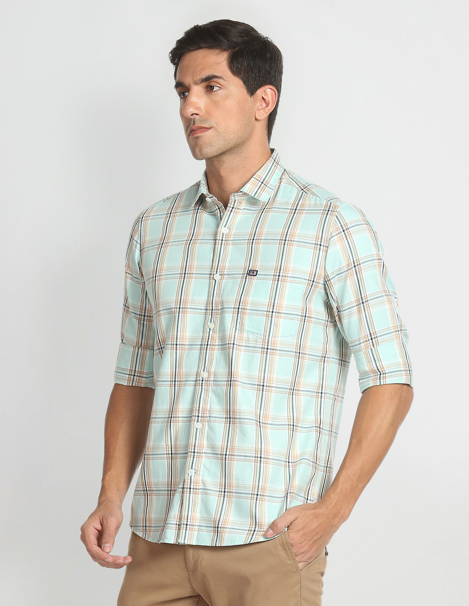 Arrow Sports Spread Collar Cotton Casual Shirt