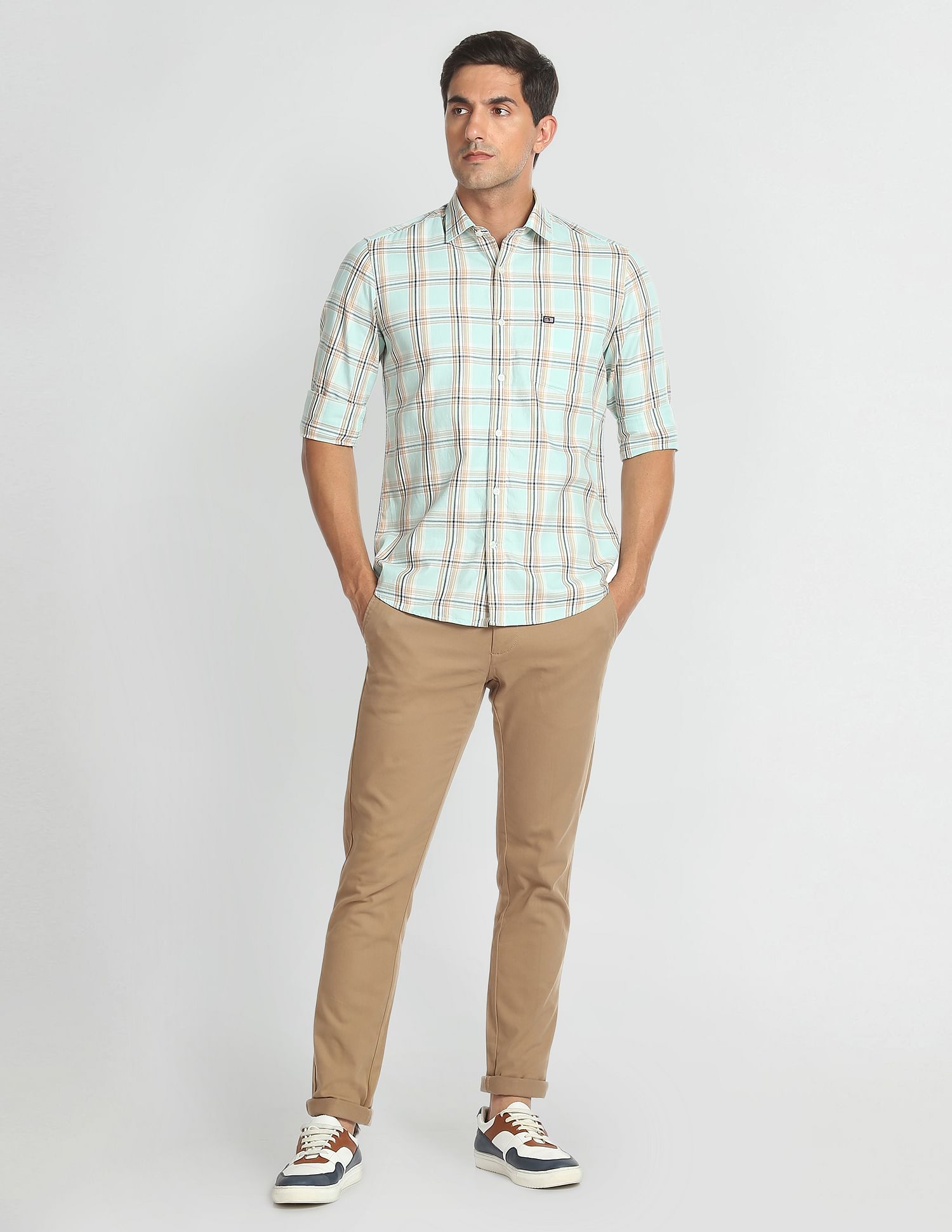 Arrow Sports Spread Collar Cotton Casual Shirt