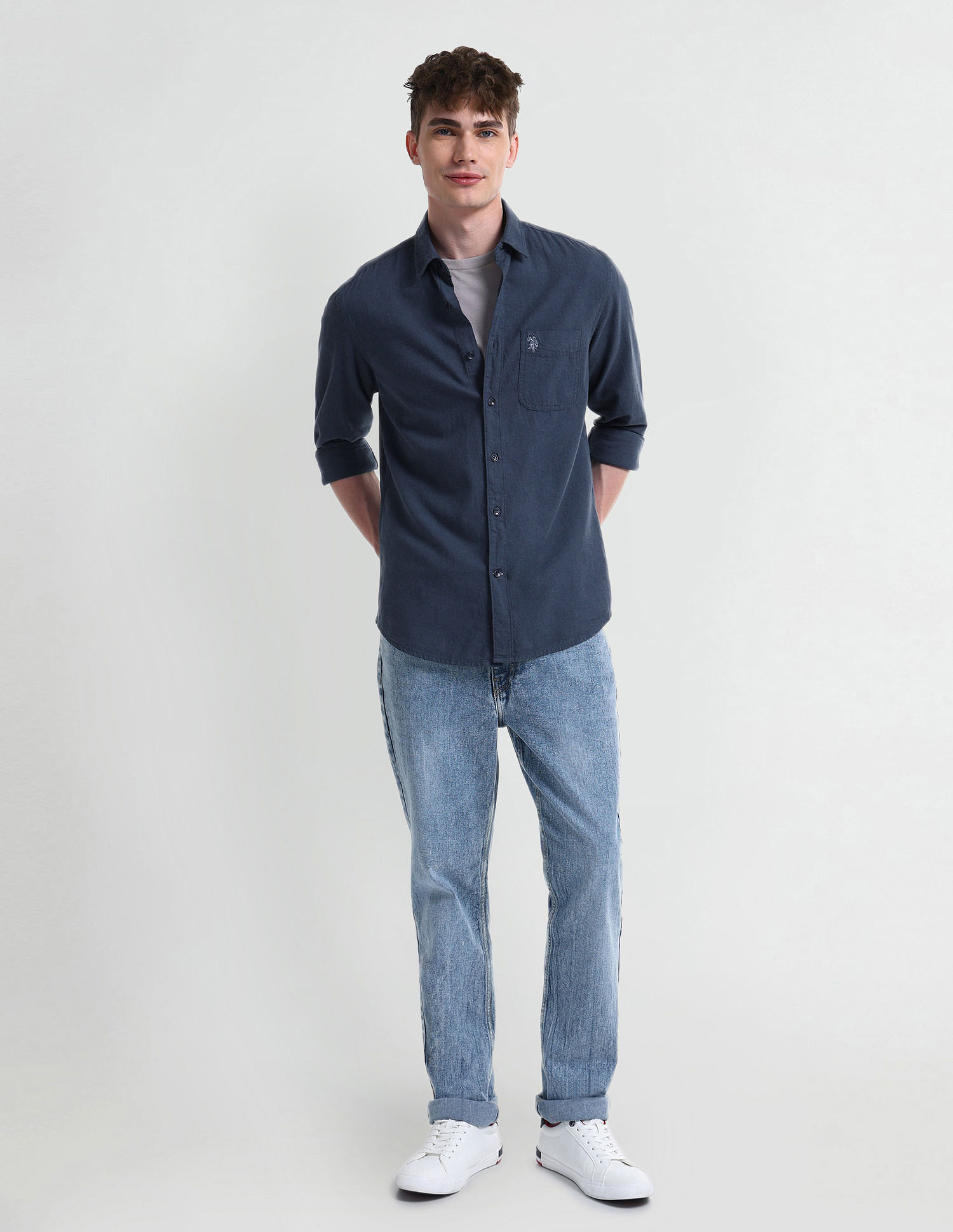 U.S. Polo Assn. Denim Co. Pure Cotton Solid Shirt