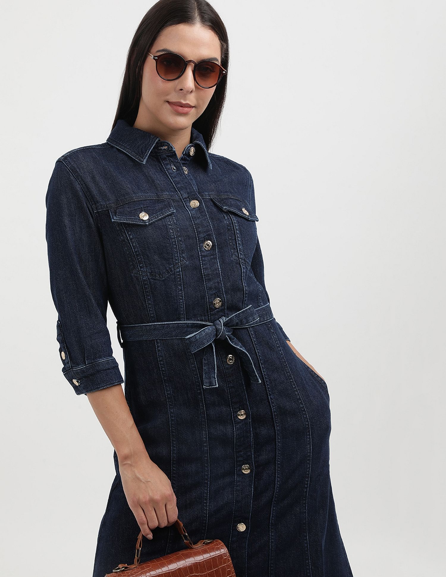 Tommy Hilfiger Belted Regular Fit Midi Dress