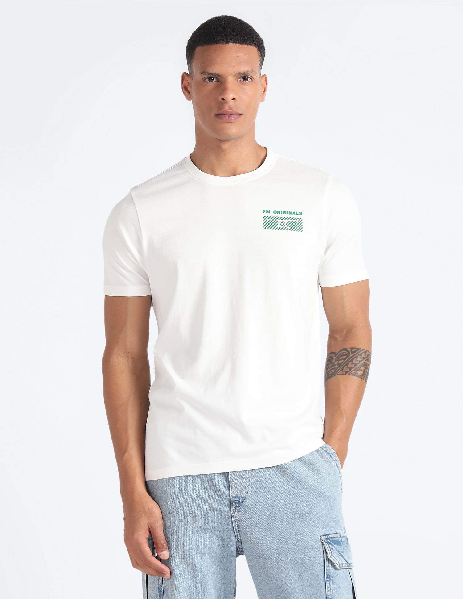 Flying Machine Rear Brand Print Cotton T-Shirt