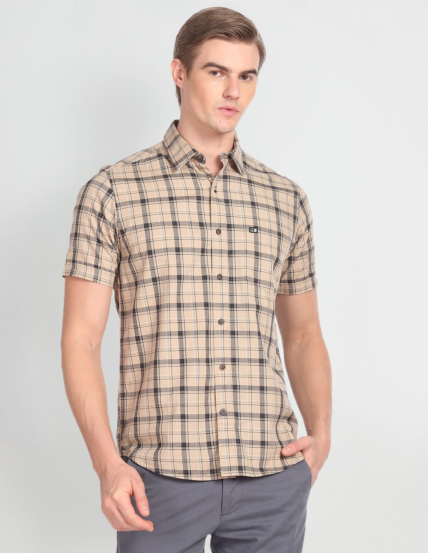 Arrow Sports Tartan Check Twill Casual Shirt
