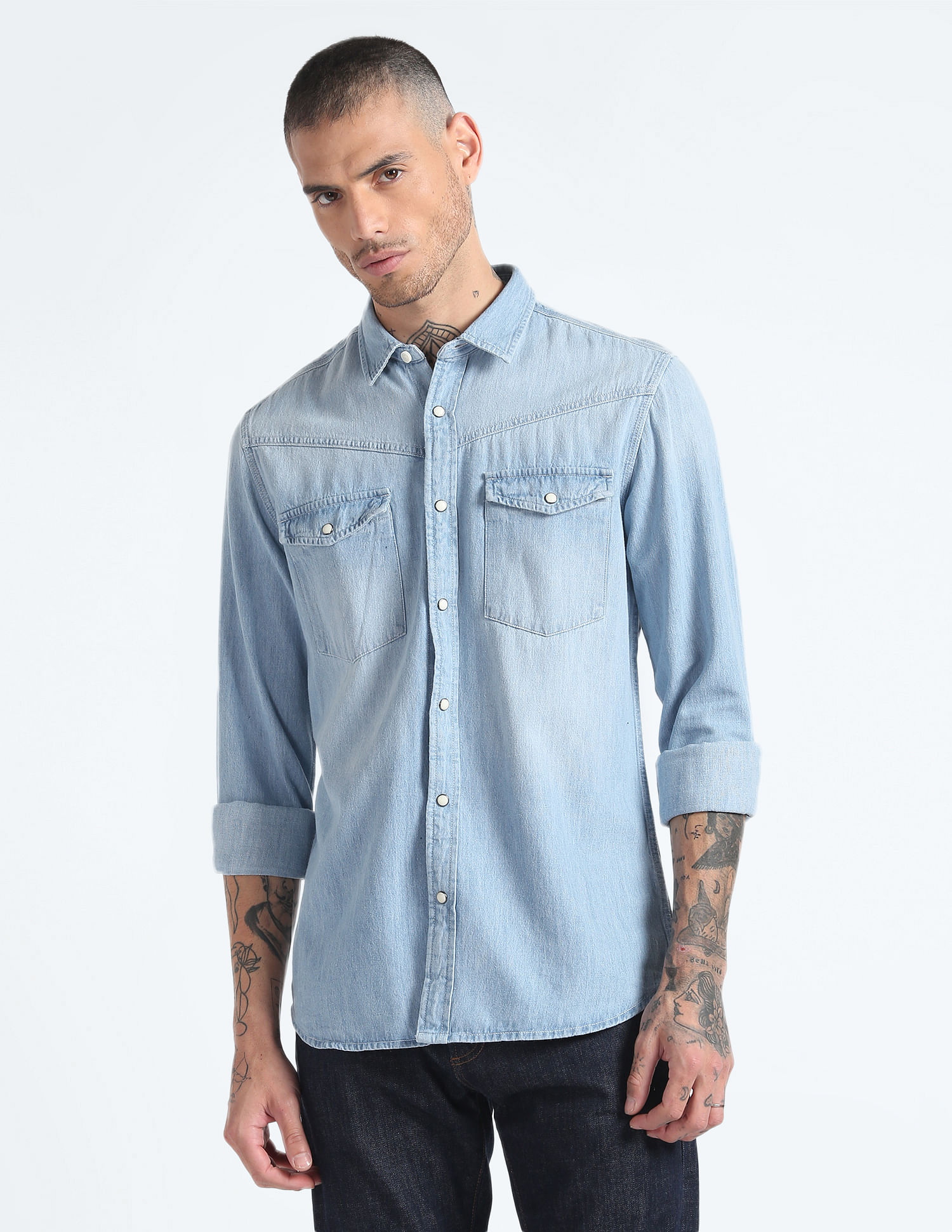 Flying Machine Chambray Cotton Shirt