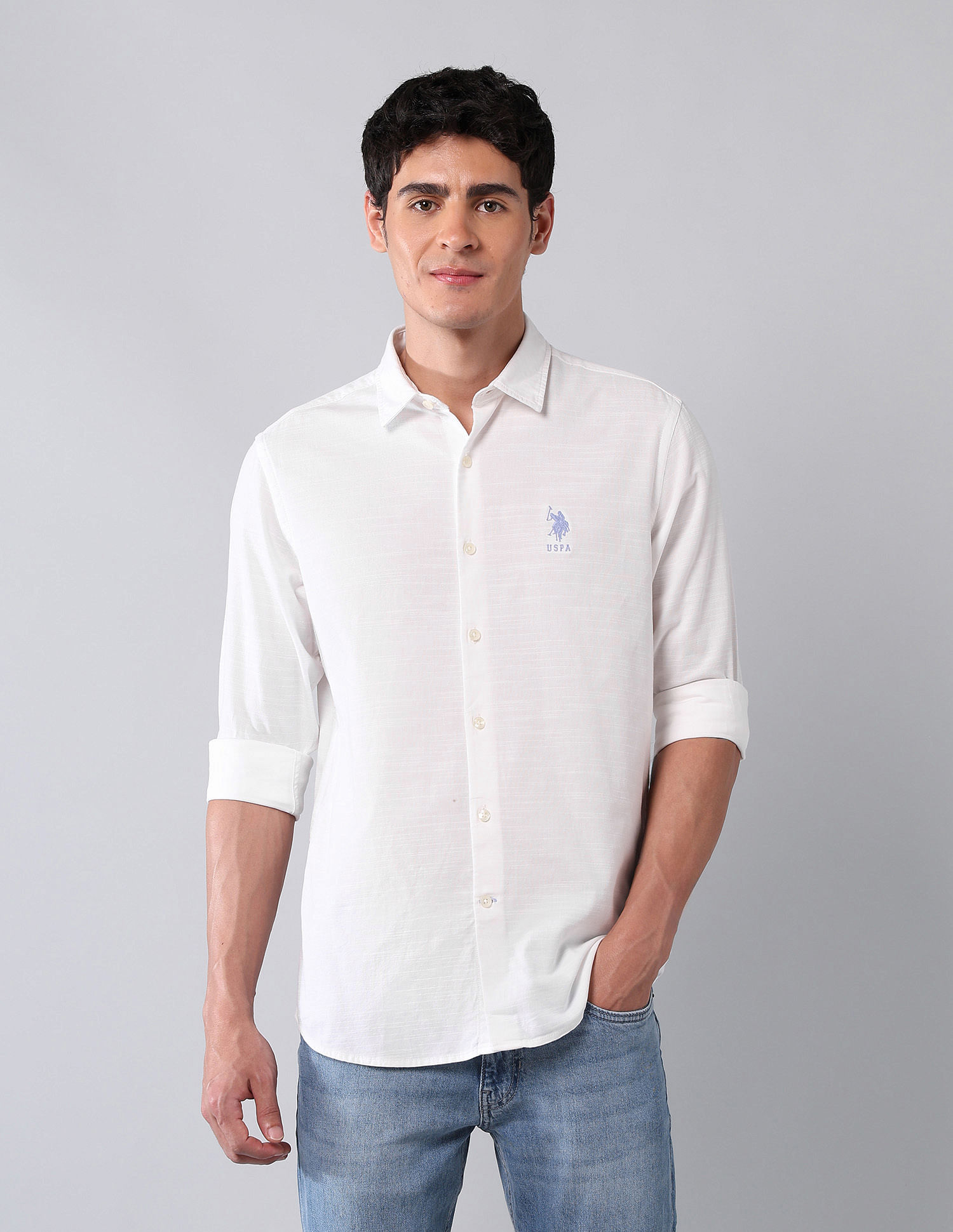 U.S. Polo Assn. Denim Co. Pure Cotton Regular Fit Dobby Shirt