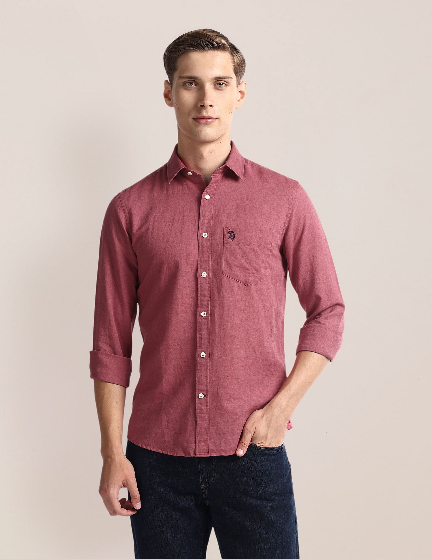 U.S. Polo Assn. Solid Tailored Regular Fit Shirt