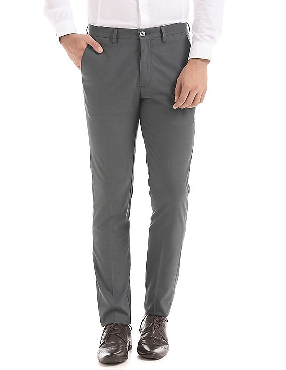 Buy Arrow Mid Rise Flat Front Check Formal Trousers - NNNOW.com