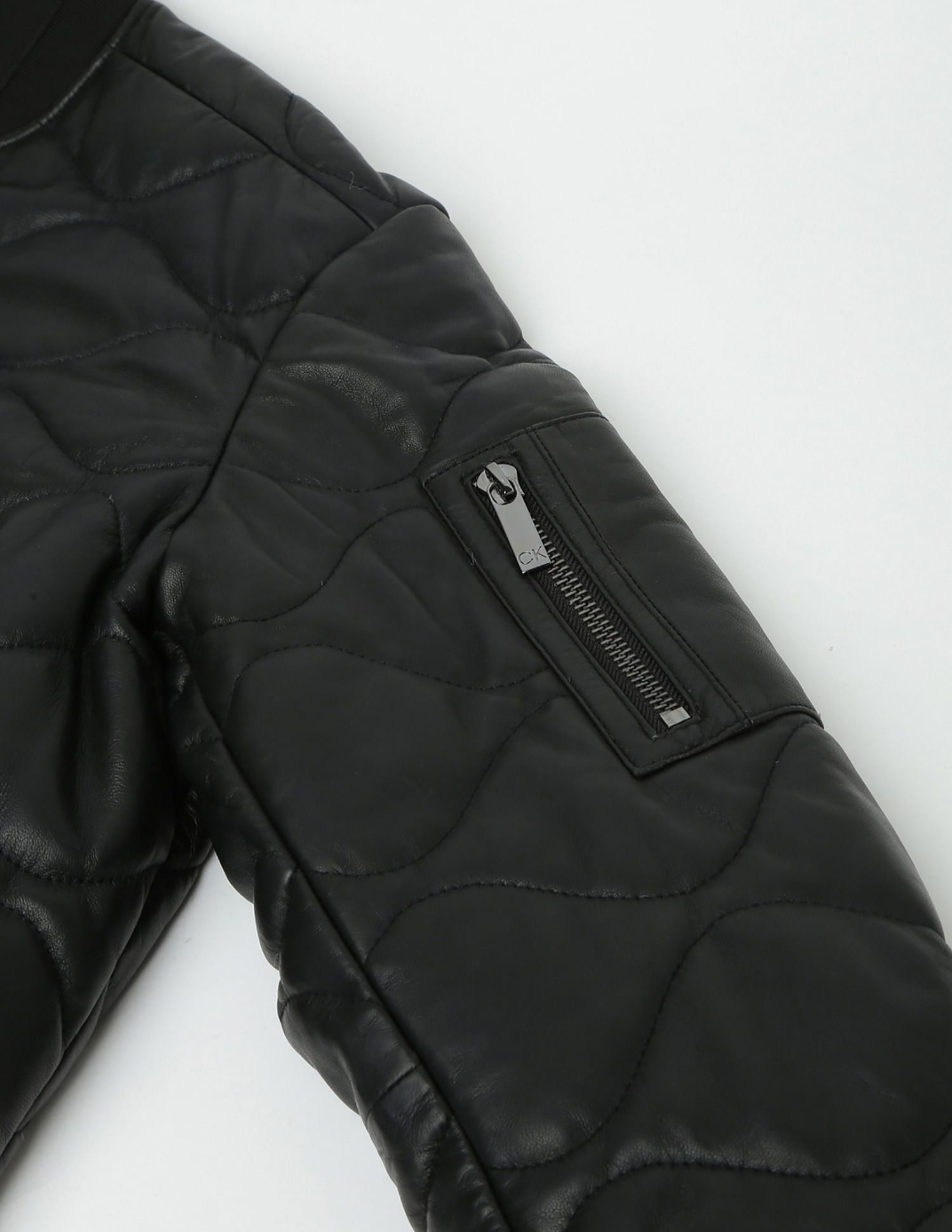 Buy Calvin Klein Solid Leather Bomber Jacket - NNNOW.com