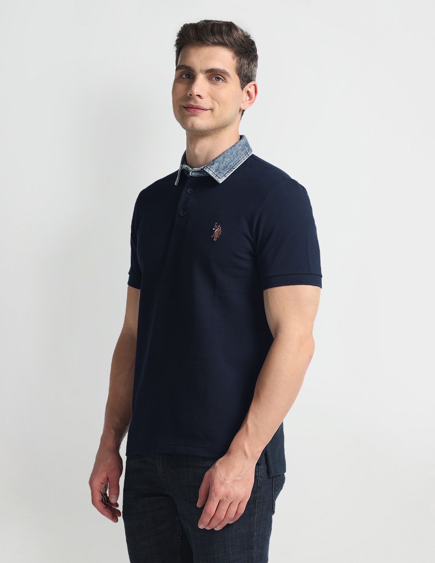 U.S. Polo Assn. Denim Co. Denim Collar Solid Polo Shirt