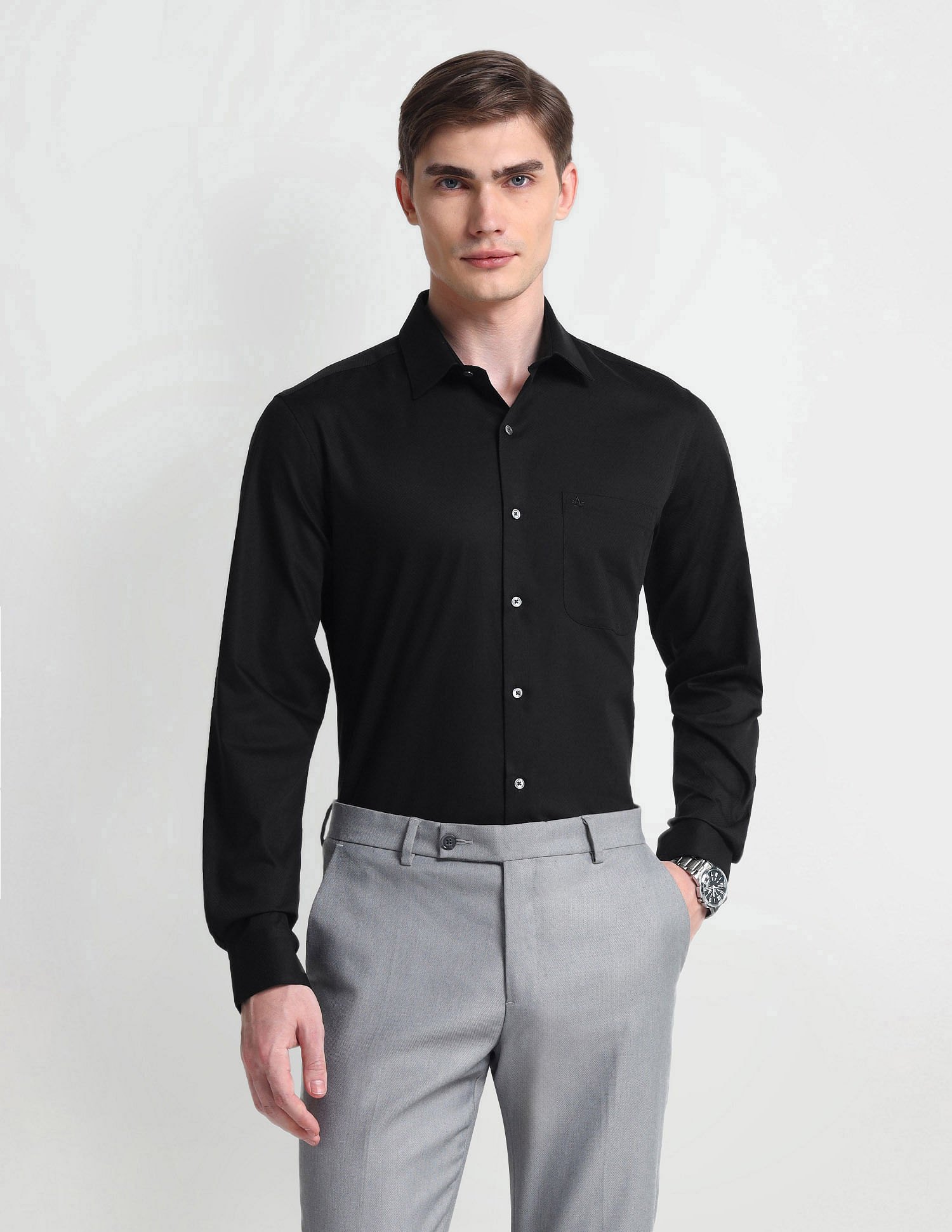 Arrow Cutaway Collar Herringbone Shirt