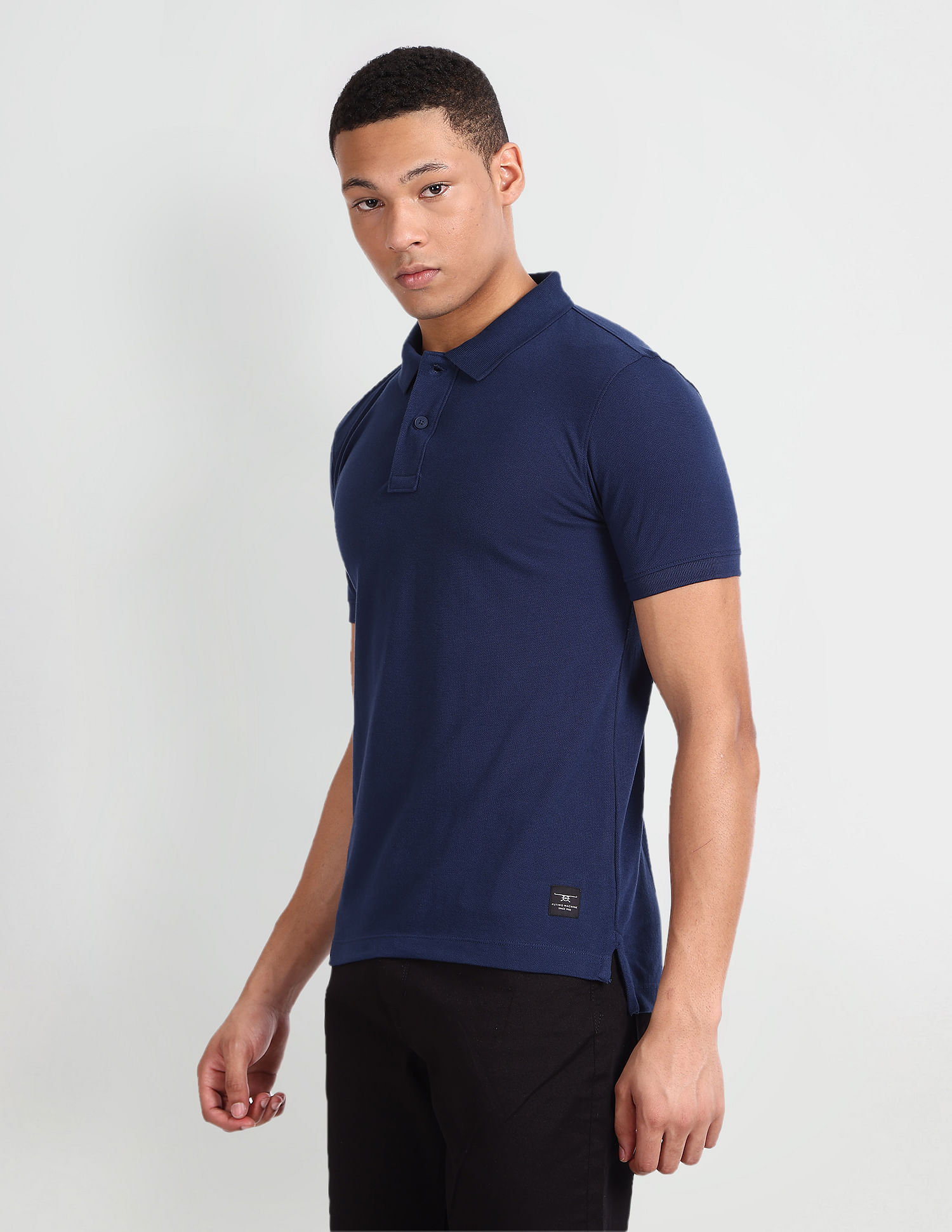 Flying Machine Solid Cotton Polo Shirt