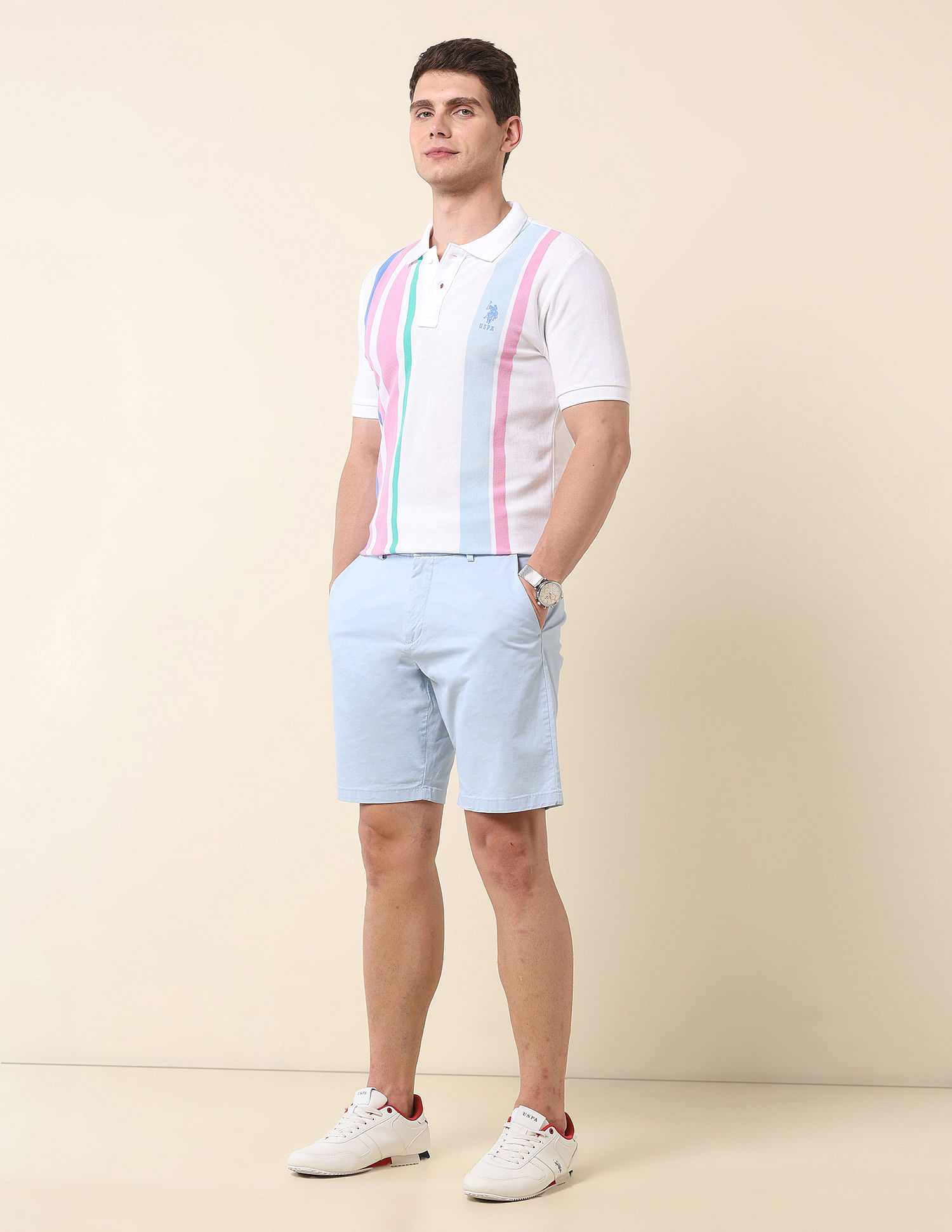 U.S. Polo Assn. Vertical Striped Summer Splash Polo Shirt
