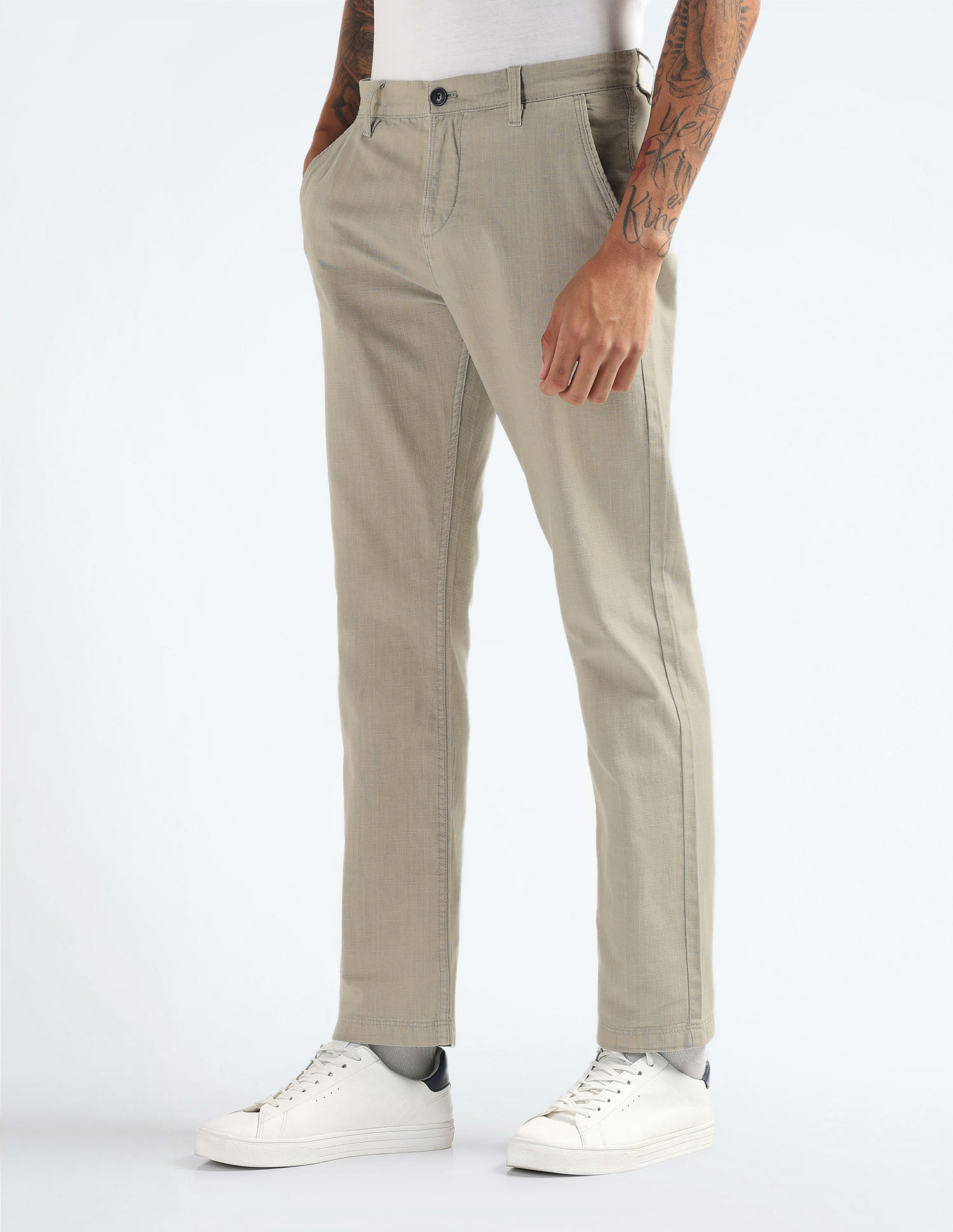 Flying Machine Relaxed Straight Heathered Trousers