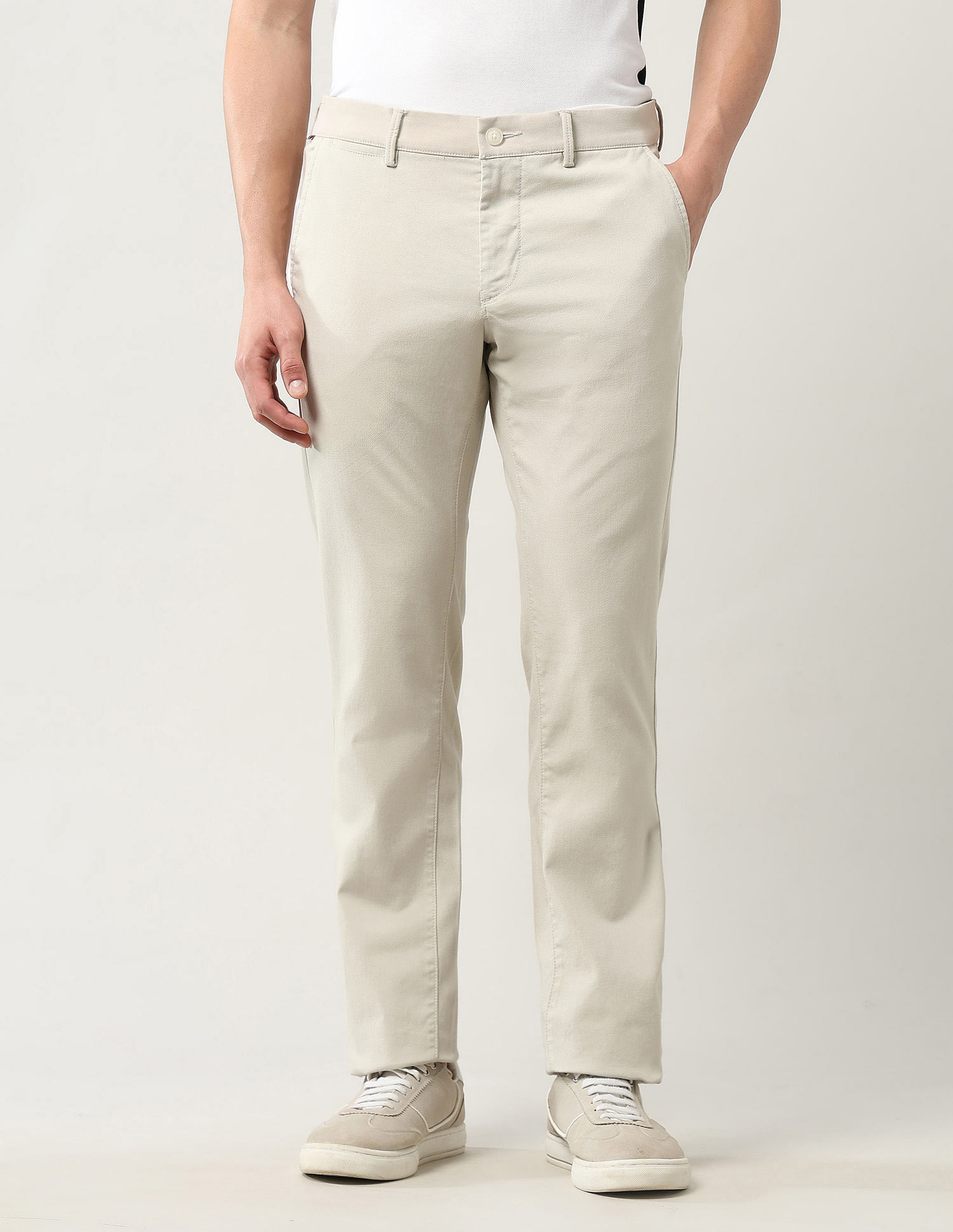 Arrow Sport Textured Slim Fit Trousers
