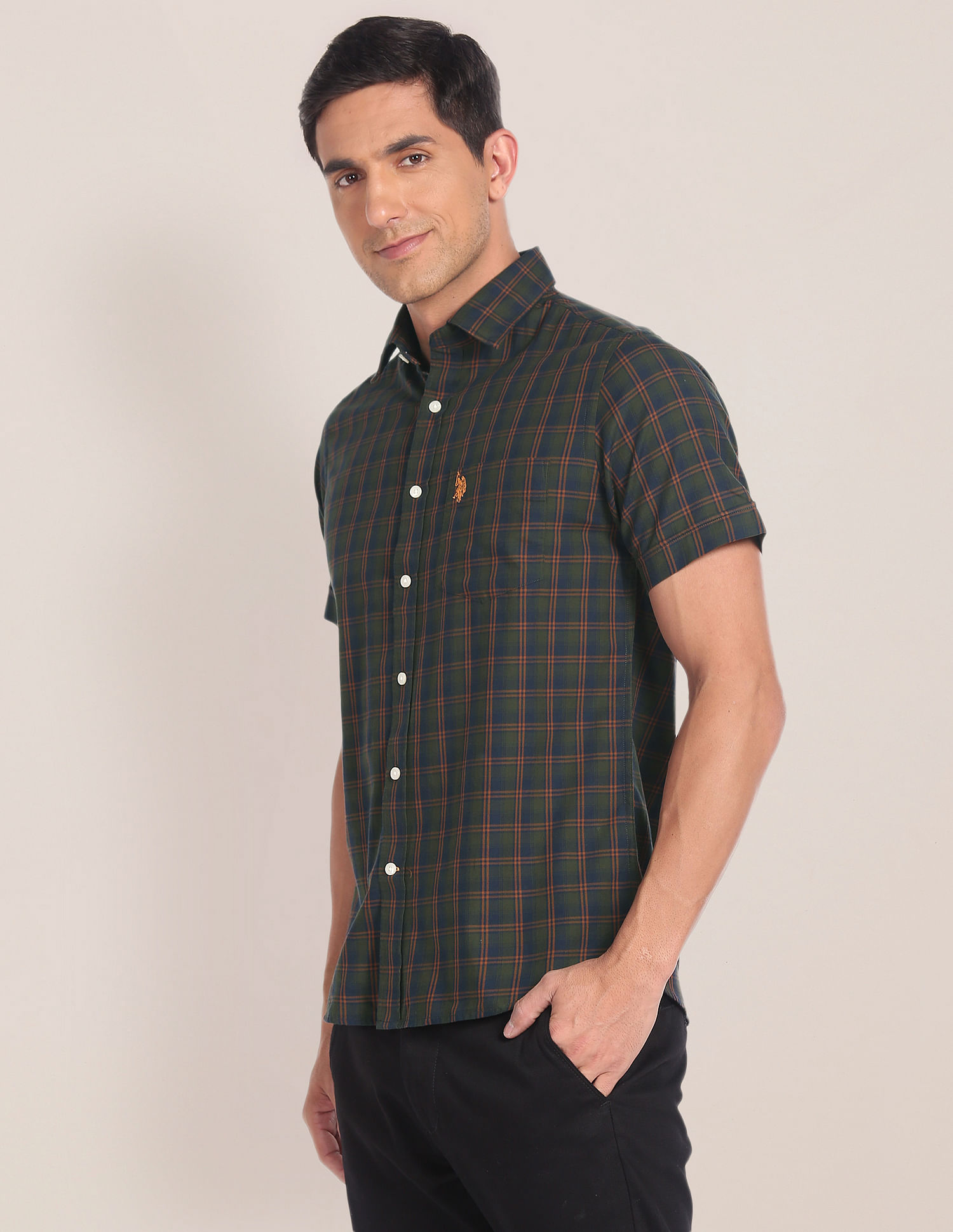 U.S. Polo Assn. Short Sleeve Plaid Check Shirt