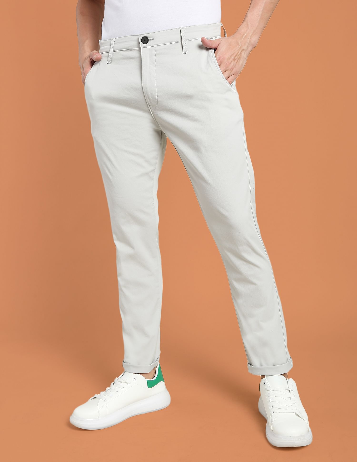 Flying Machine Mid Rise Solid F-Lite Trousers