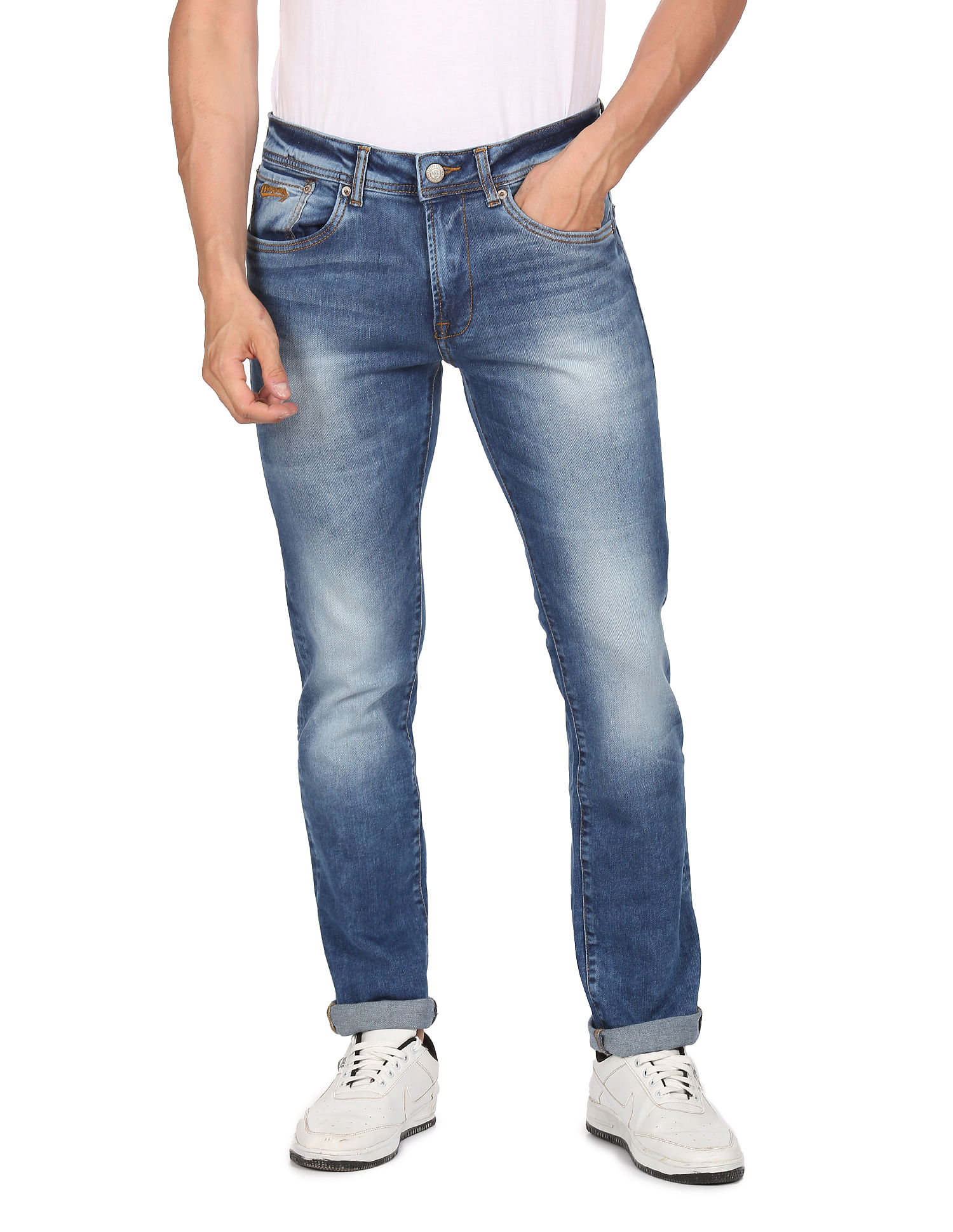 Aeropostale Men Blue Mid Rise Tapered Fit Jeans