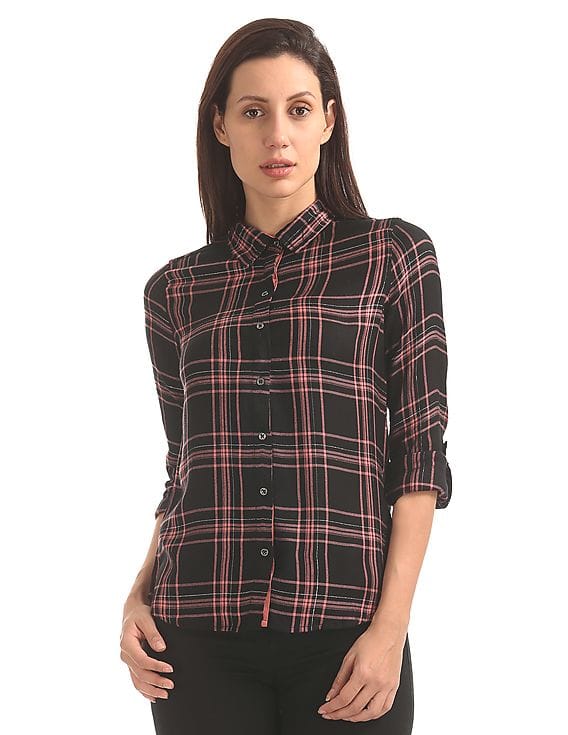Buy Flying Machine Women Plaid Flannel Shirt