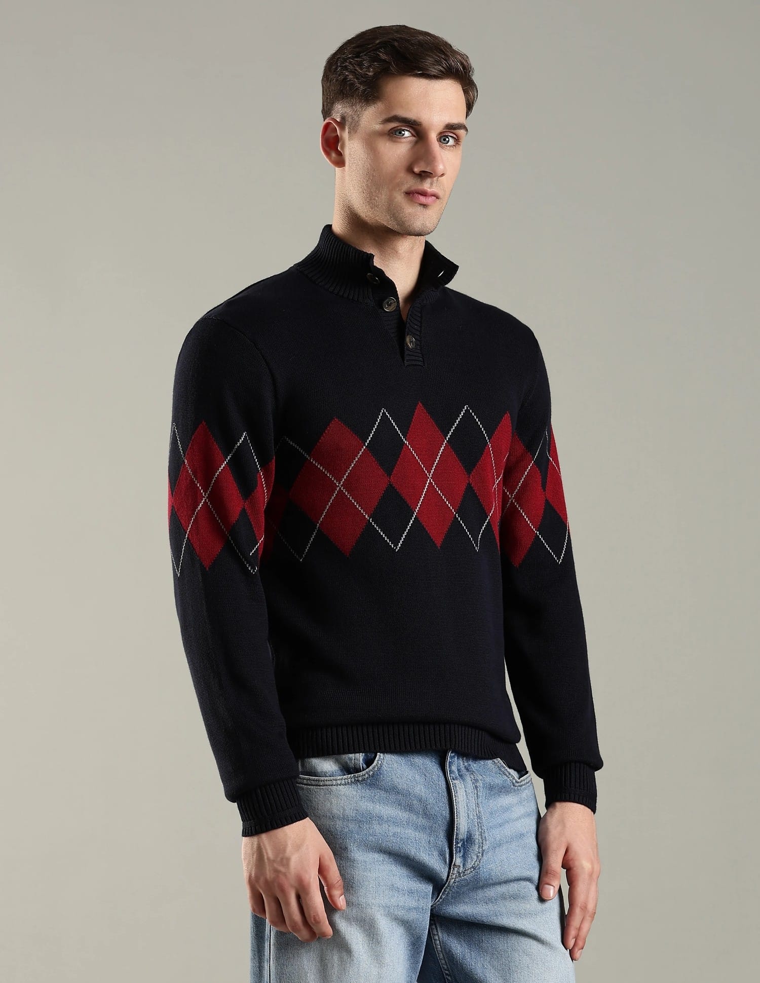 Buy Tommy Hilfiger Argyle Regular Fit Cotton Sweater - NNNOW.com