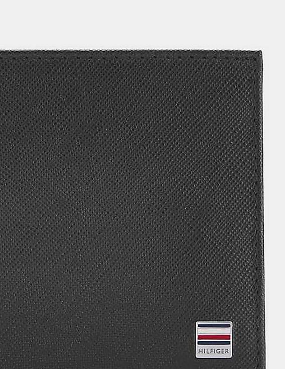 Buy Tommy Hilfiger Men Black Indo Saffiano Leather Texture B-Fold Wallet -  NNNOW.com