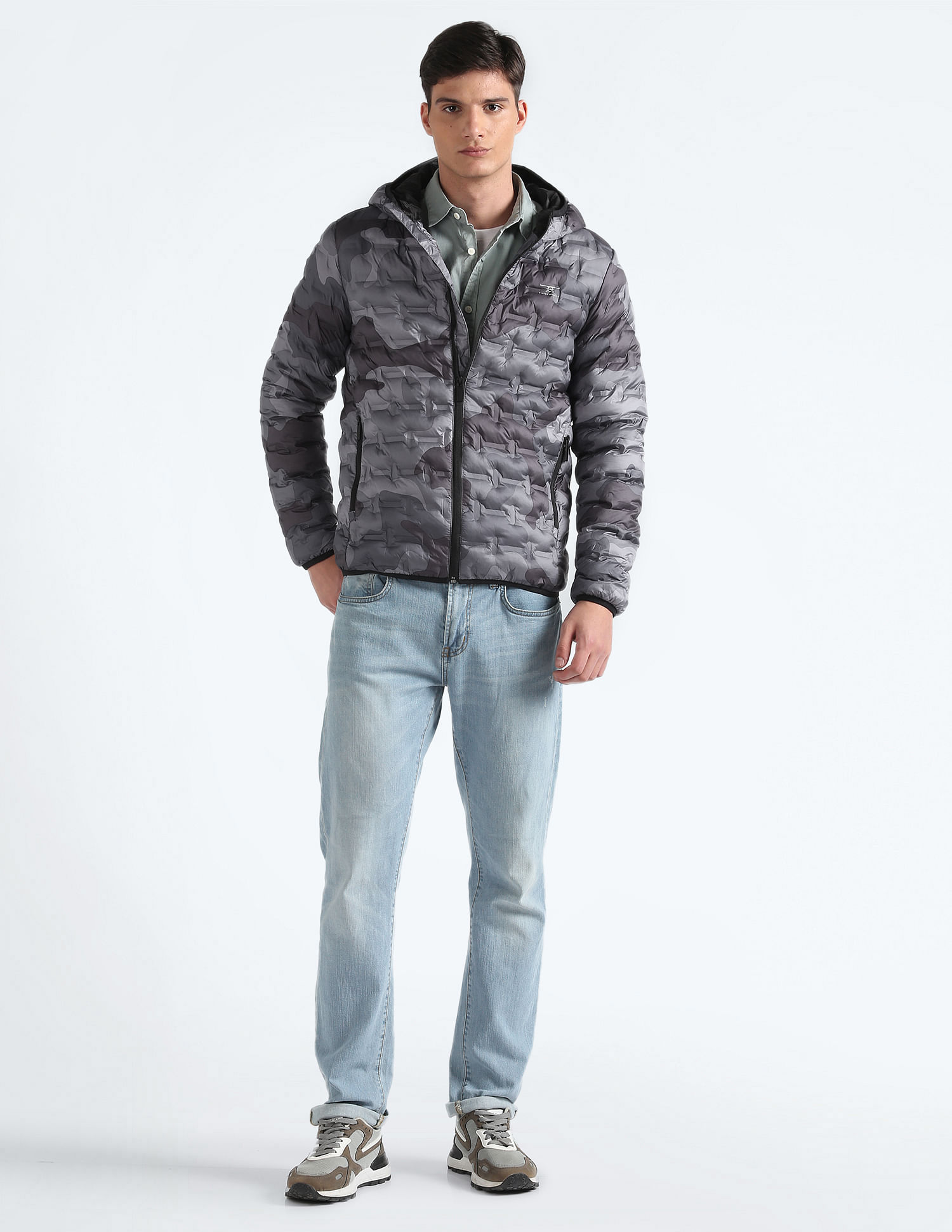 Flying Machine Camouflage Thermo Tech Hooded Jacket