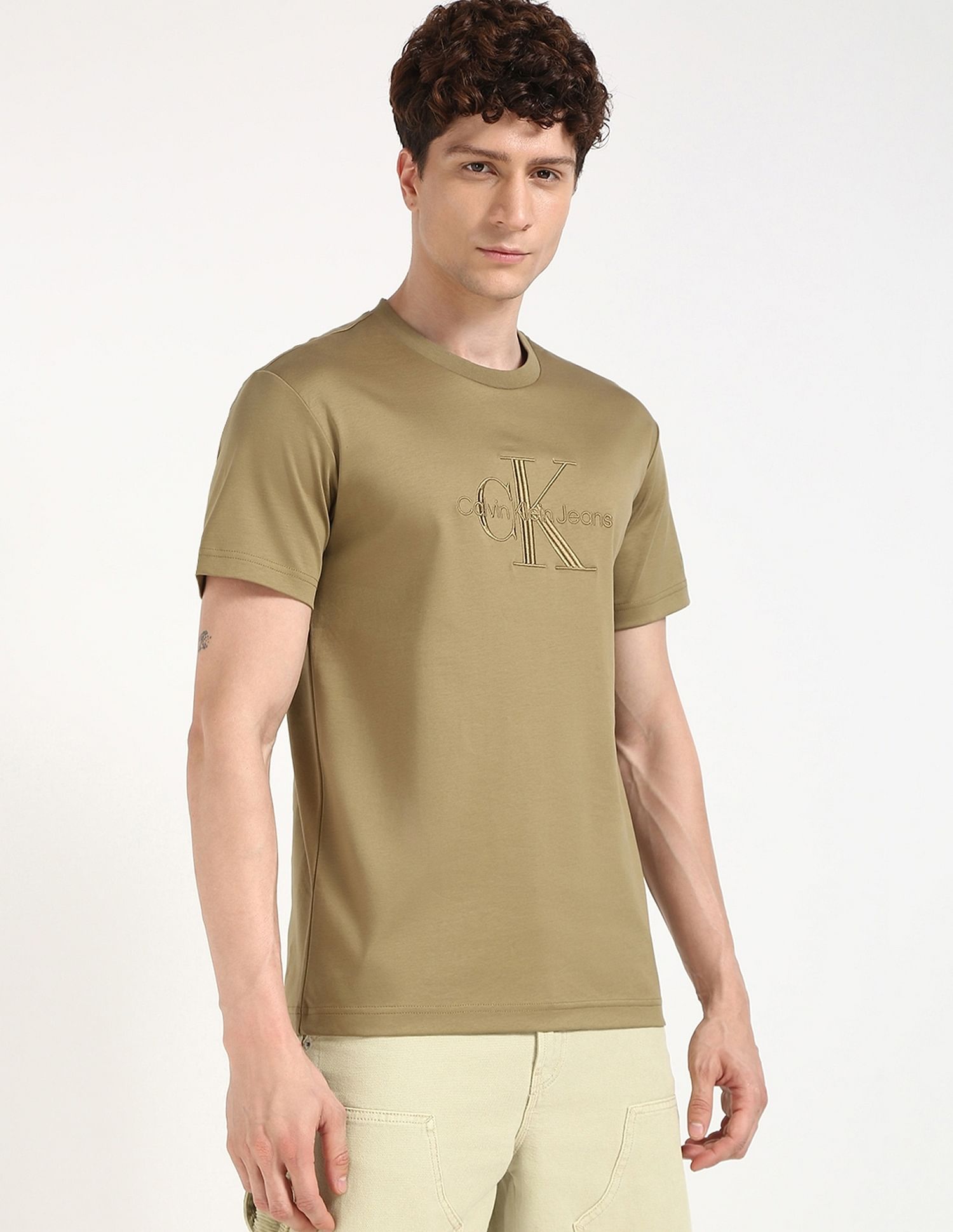 Calvin Klein Jeans Embroidered Logo Regular-Fit Cotton T Shirt