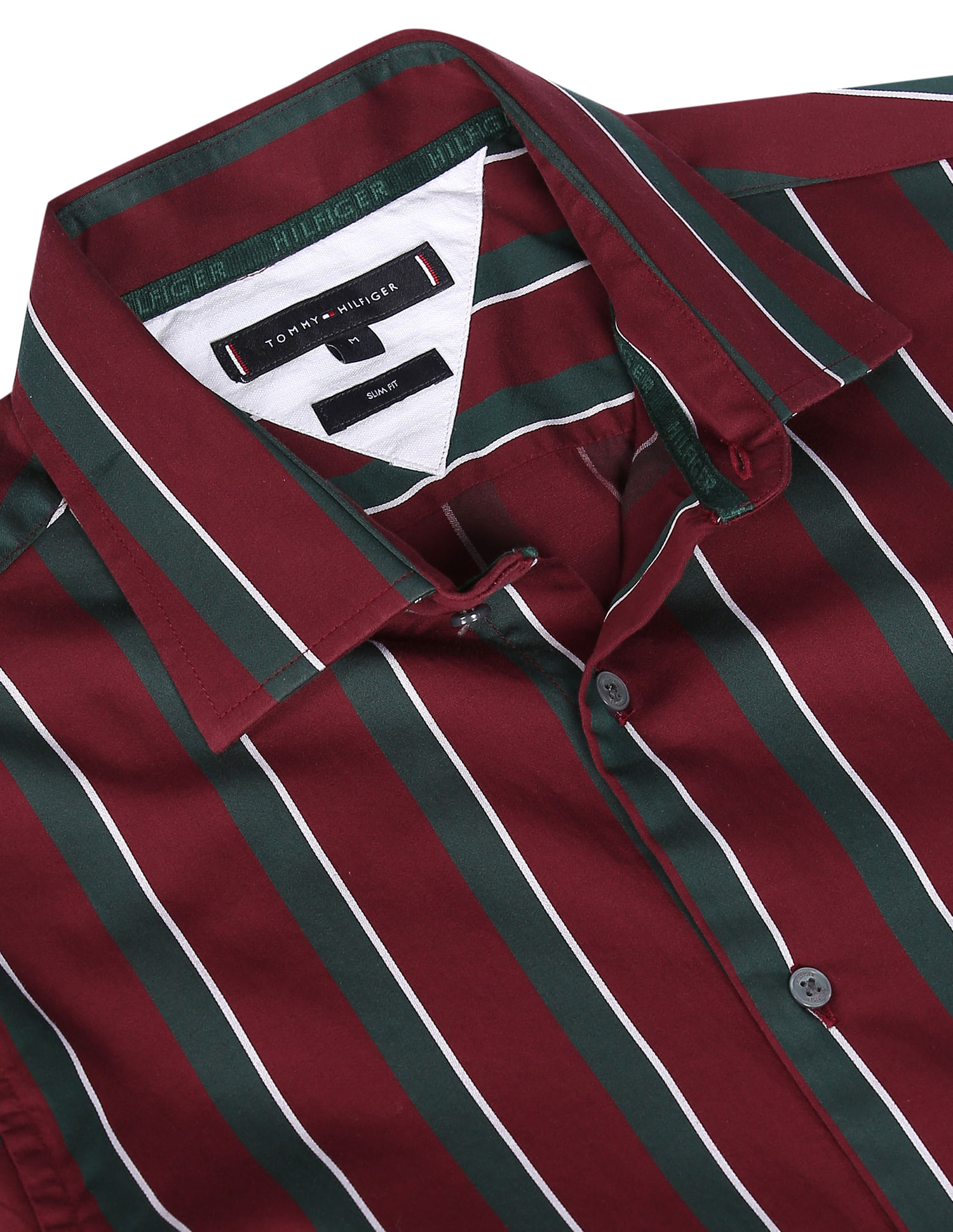 Buy Tommy Hilfiger Men Maroon And Green Regimental Stripe Cotton
