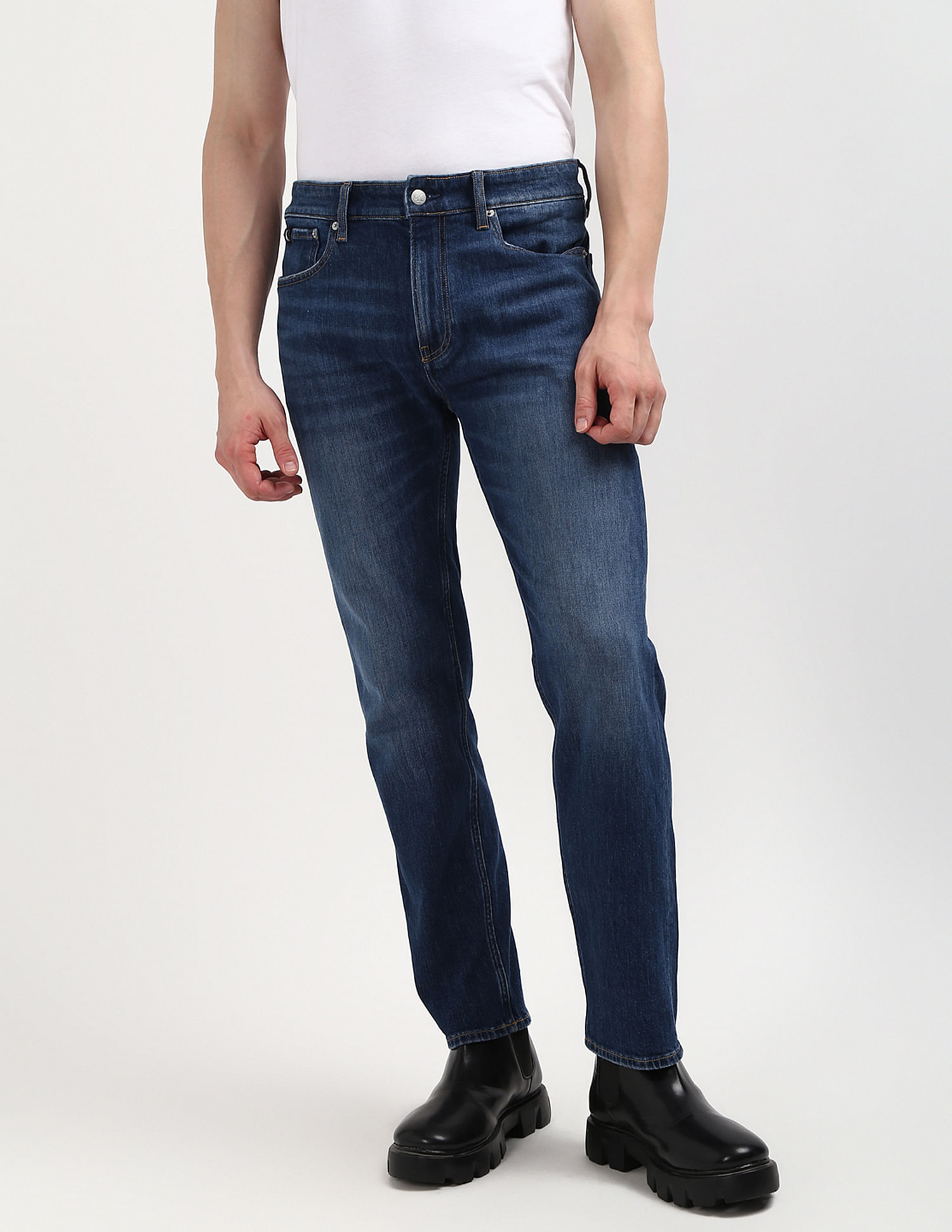 Calvin Klein Slim Straight Fit Mid Rise Jeans