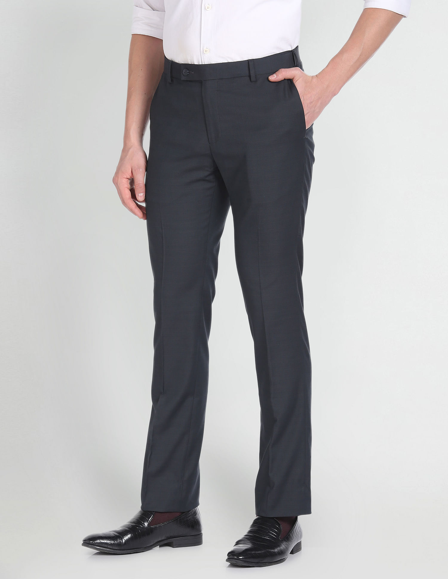 Arrow Solid Dobby Formal Trousers