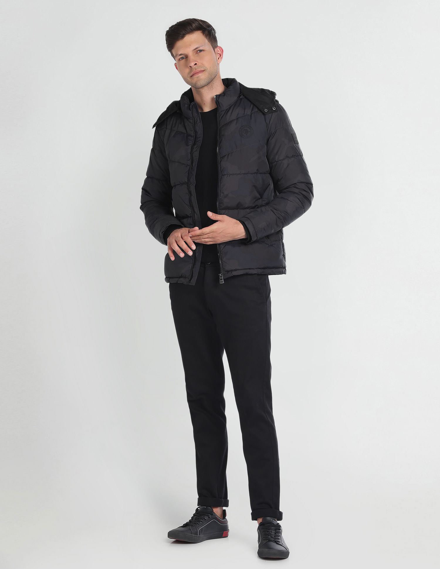 U.S. Polo Assn. Denim Co. Hooded Camouflage Puffer Jacket