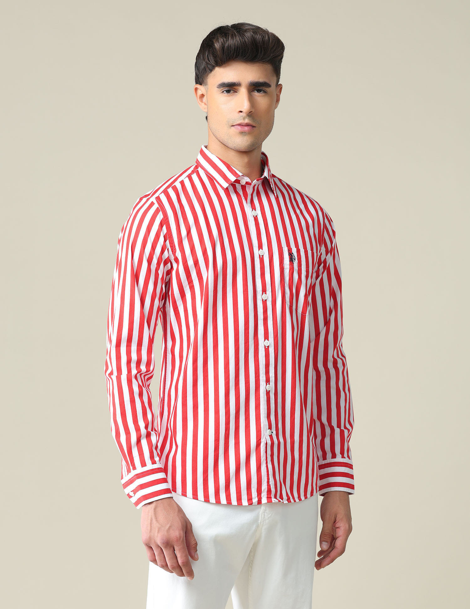 Buy Polo Chest Pocket Vertical Stripe Shirt