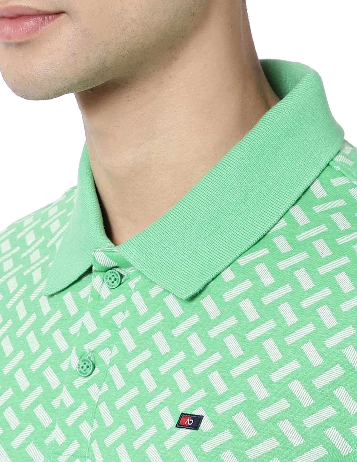 AD by Arvind Geometric Print Cotton Polo Shirt