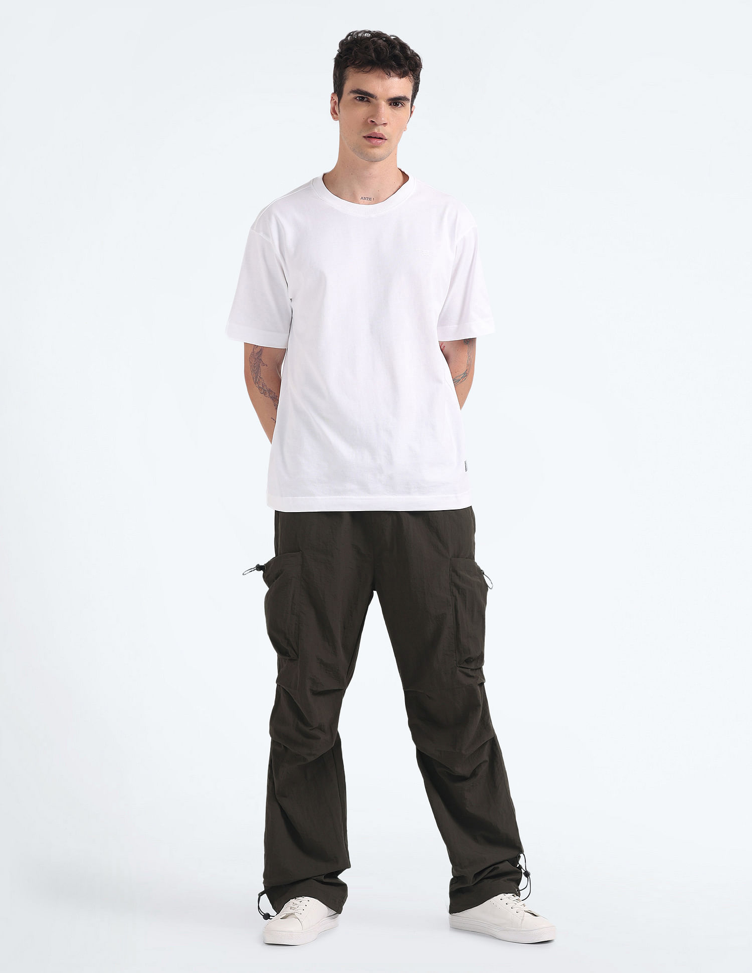 Flying Machine Mid Rise Loose Fit Cargo Pants