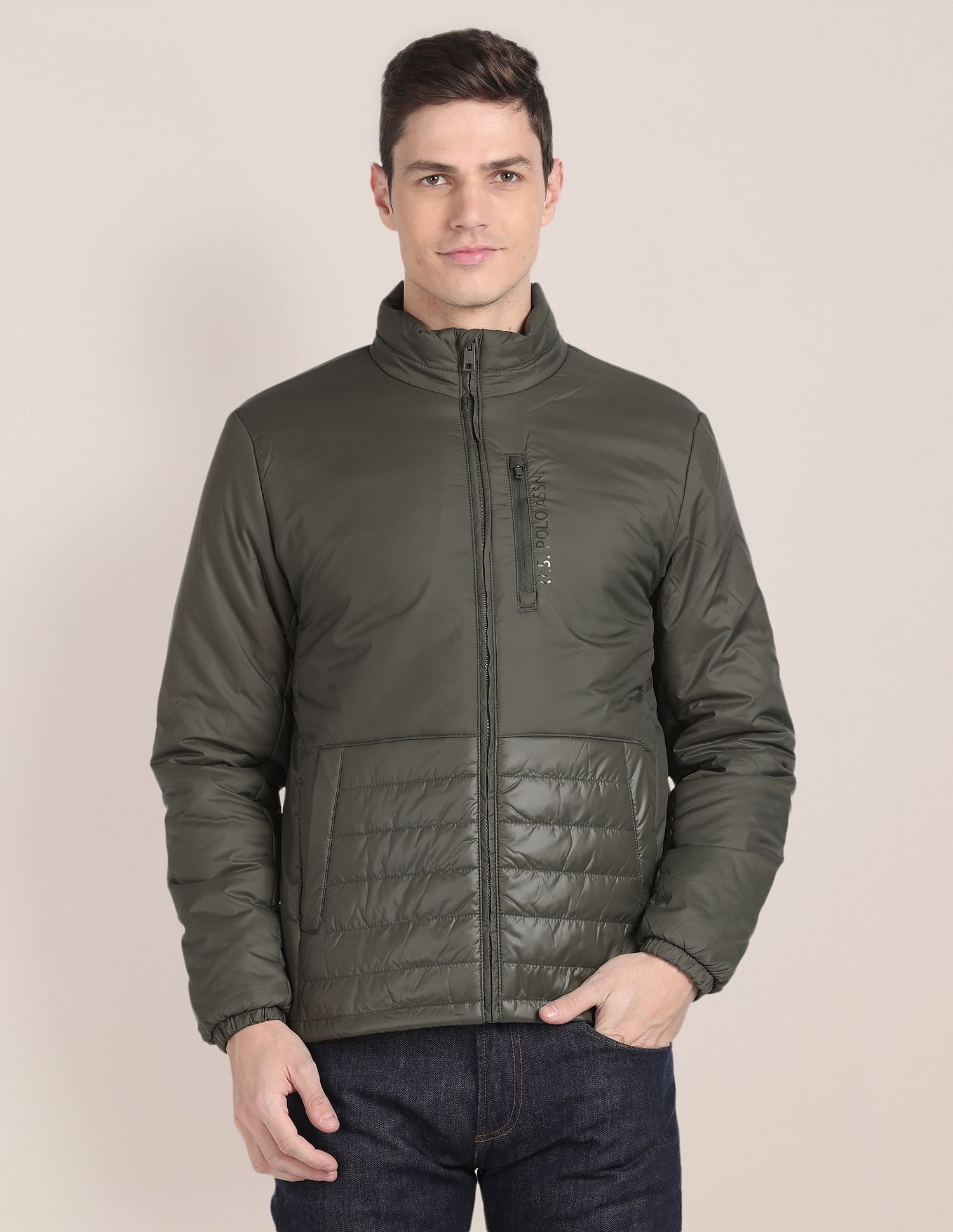 U.S. Polo Assn. Solid Zip Up Quilted Jacket