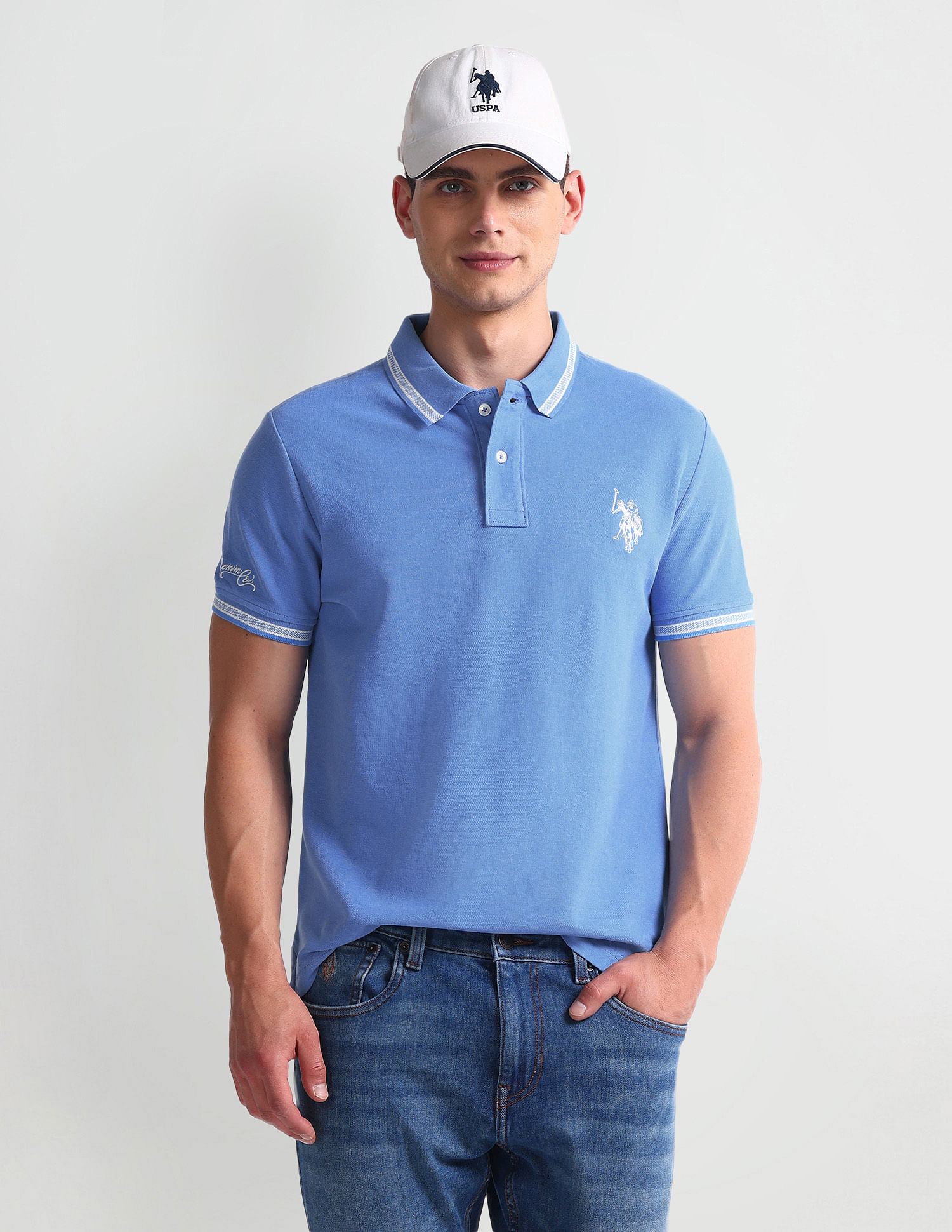 Buy U.S. Polo Assn. Denim Co. Patterned Collar Muscle Fit Polo Shirt -  NNNOW.com