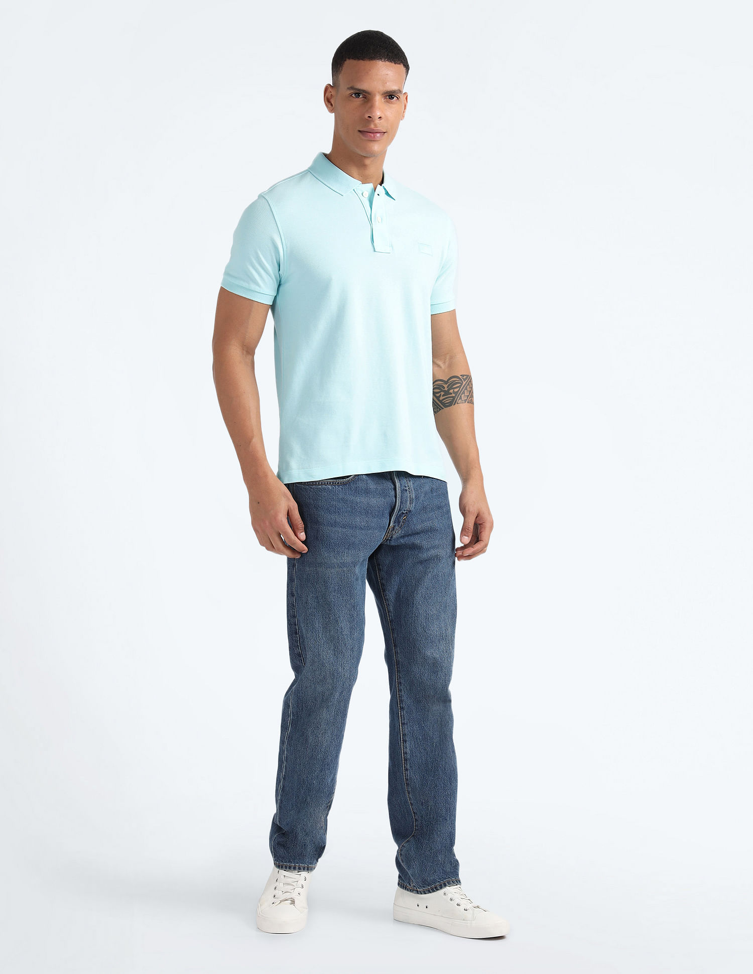 Flying Machine Pure Cotton Solid Polo Shirt