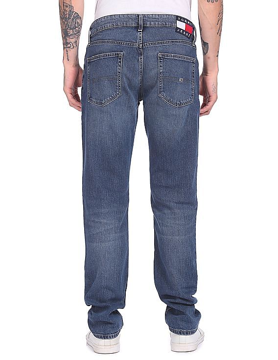 Tommy Hilfiger Men Blue Ryan Straight Fit Stone Wash Jeans