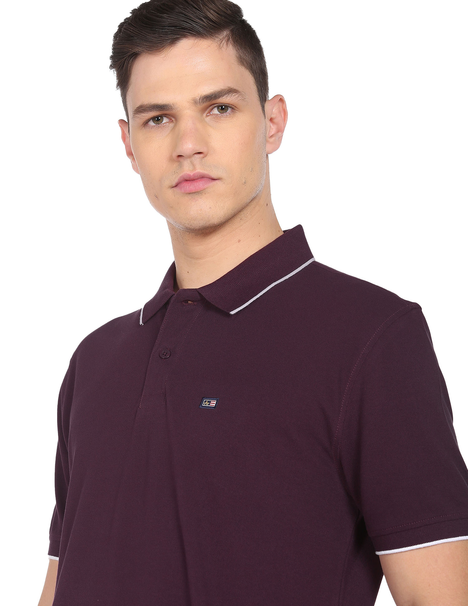 Arrow Sports Tipped Collar Solid Polo Shirt