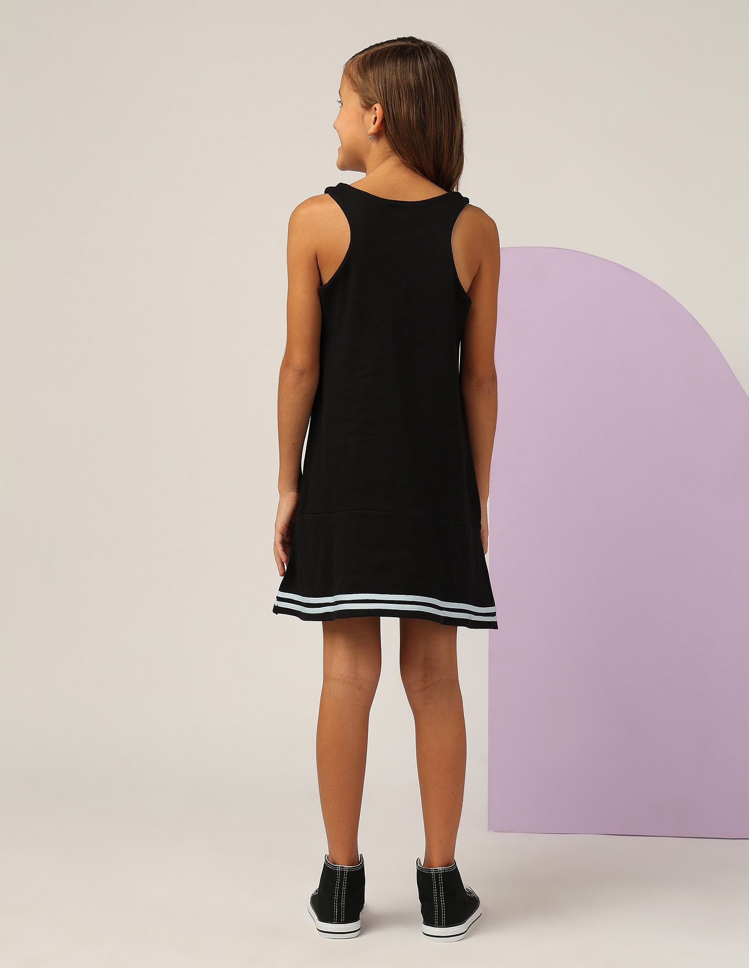 U.S. Polo Assn. Kids Girls Brand Printed A Line Dress