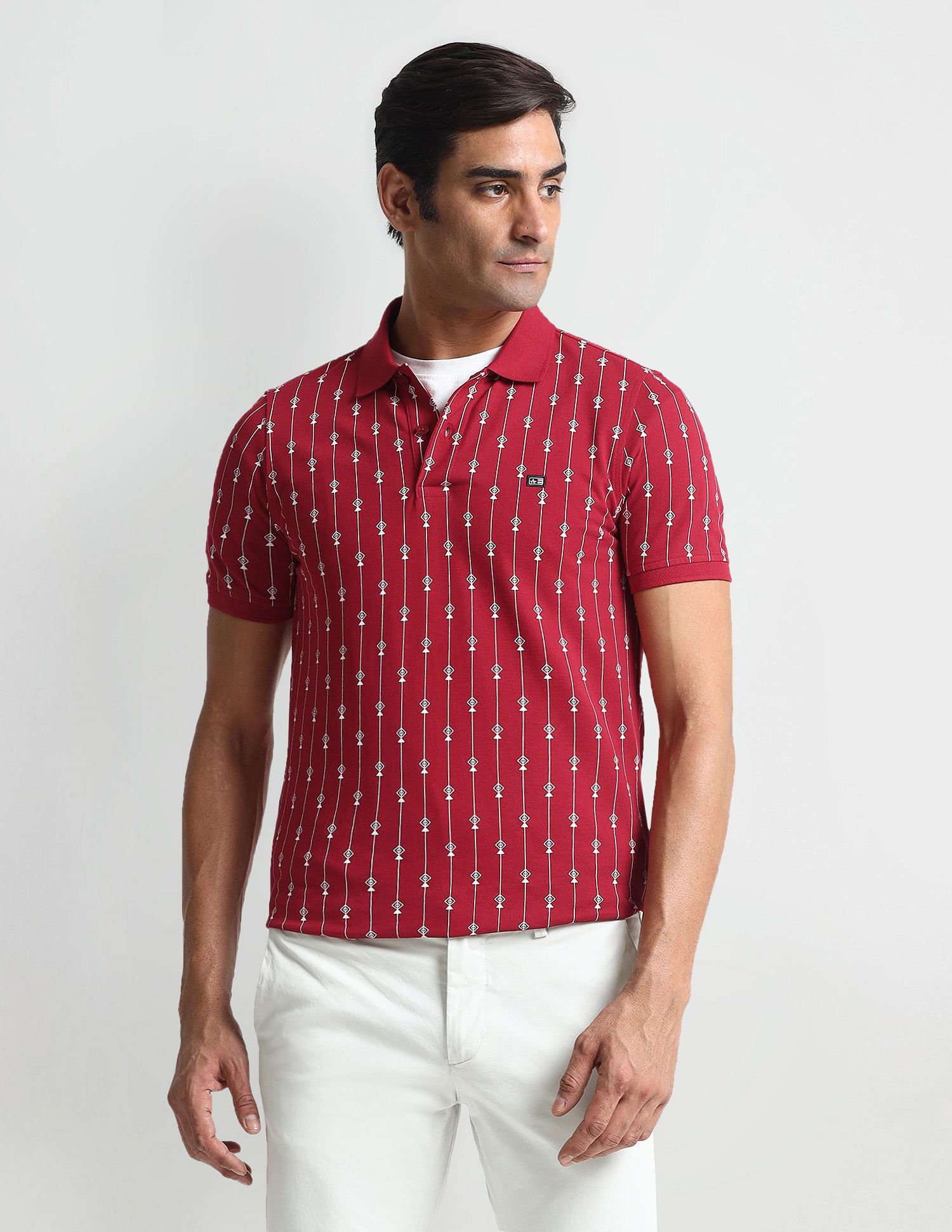 Arrow Sports Geometric Print Regular Polo Shirt