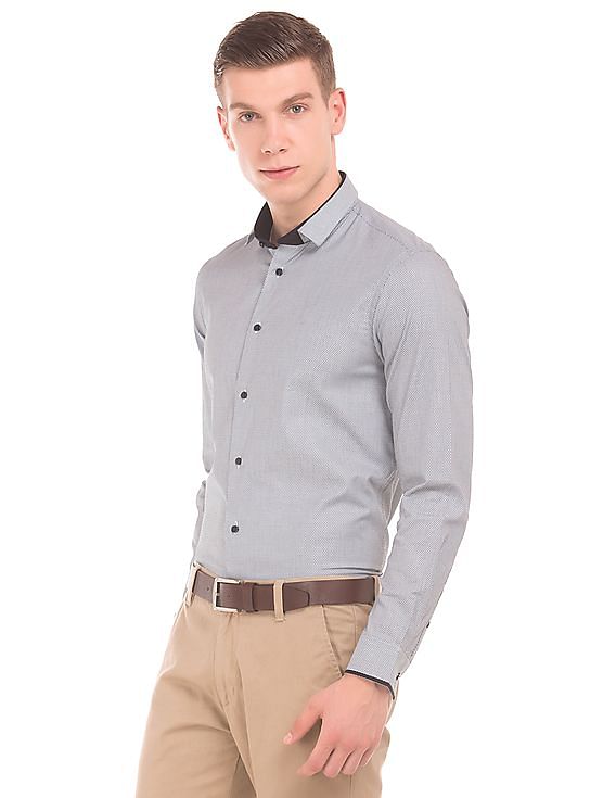 Buy Arrow Newyork Double Collar Patterned Weave Shirt